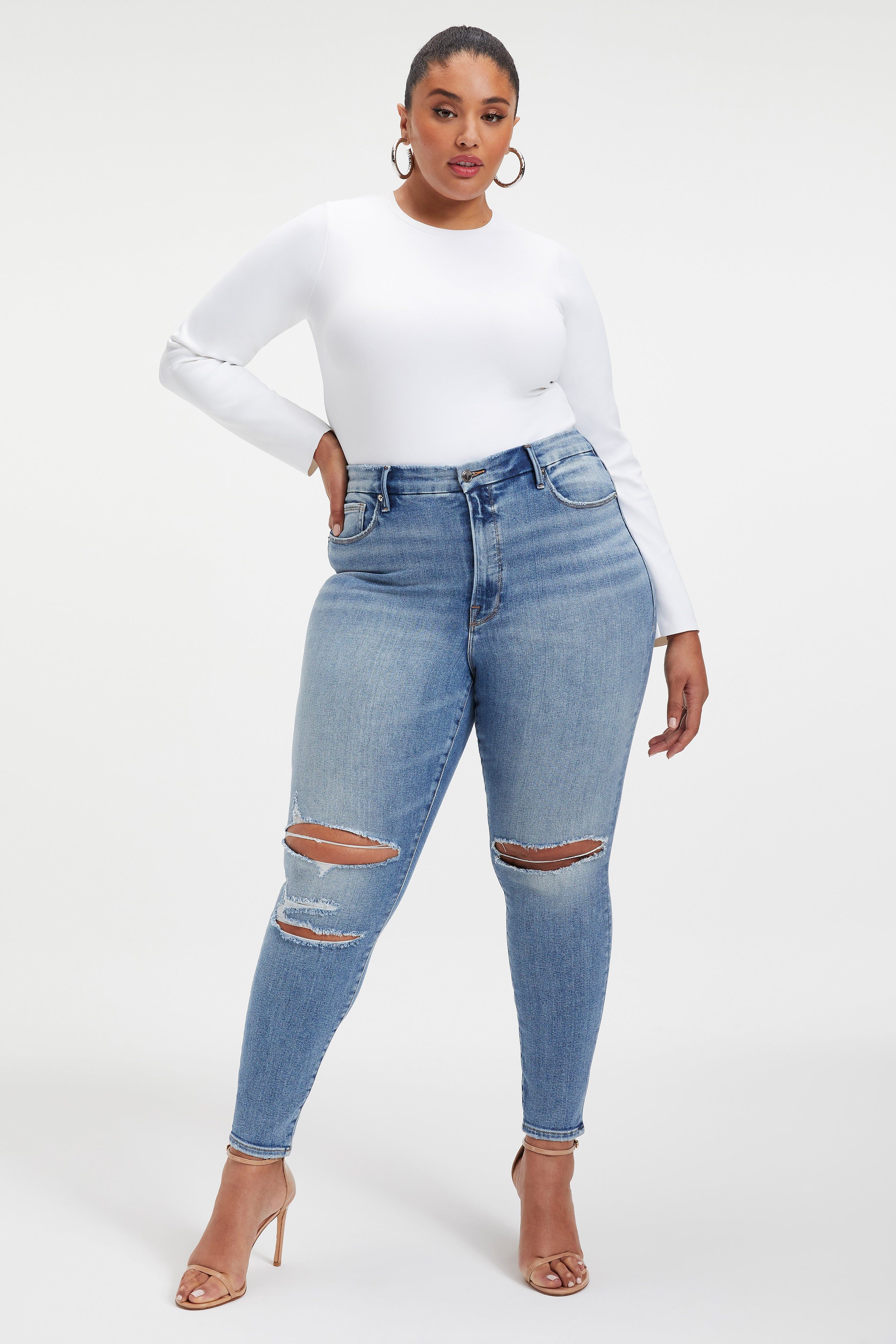 GOOD LEGS SKINNY JEANS | INDIGO094 sold by Good American product image thumbnail 6