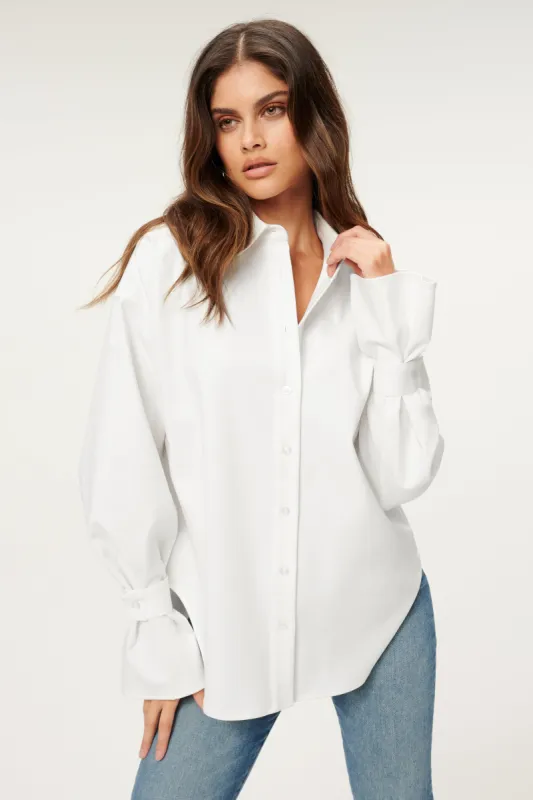 TABBED POPLIN SHIRT | WHITE001 sold by Good American
