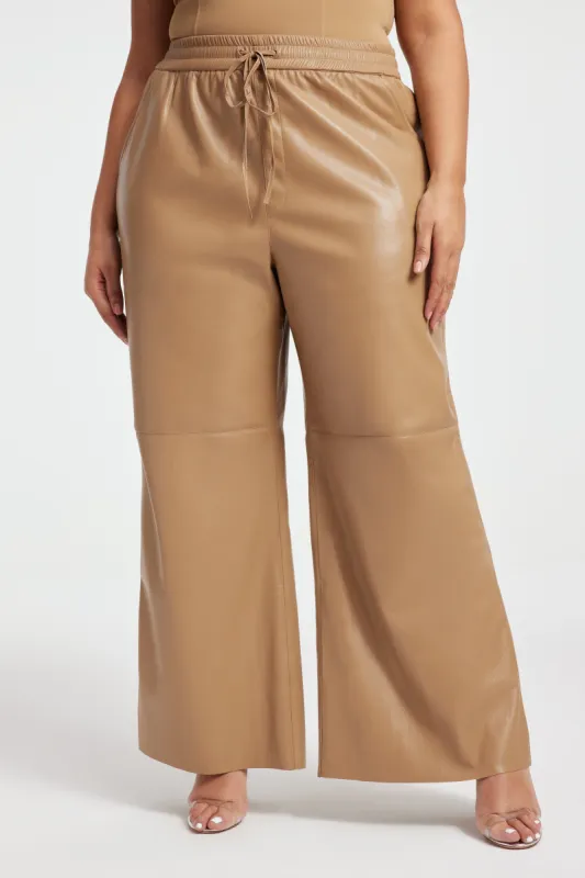 FAUX LEATHER WIDE LEG | WARM CARMEL003 sold by Good American