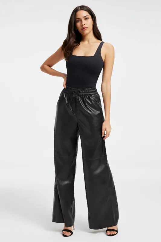 FAUX LEATHER WIDE LEG | BLACK001 sold by Good American