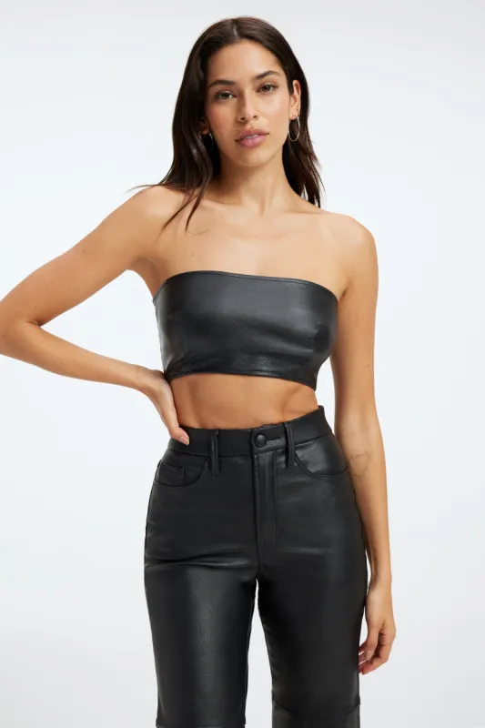 FAUX LEATHER BANDEAU  | BLACK001 sold by Good American