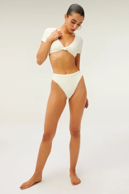 RIB HIGH CUT SPORT BOTTOM | IVORY001 sold by Good American