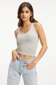 MICRO RIB TANK TOP | HEATHER GREY001 sold by Good American