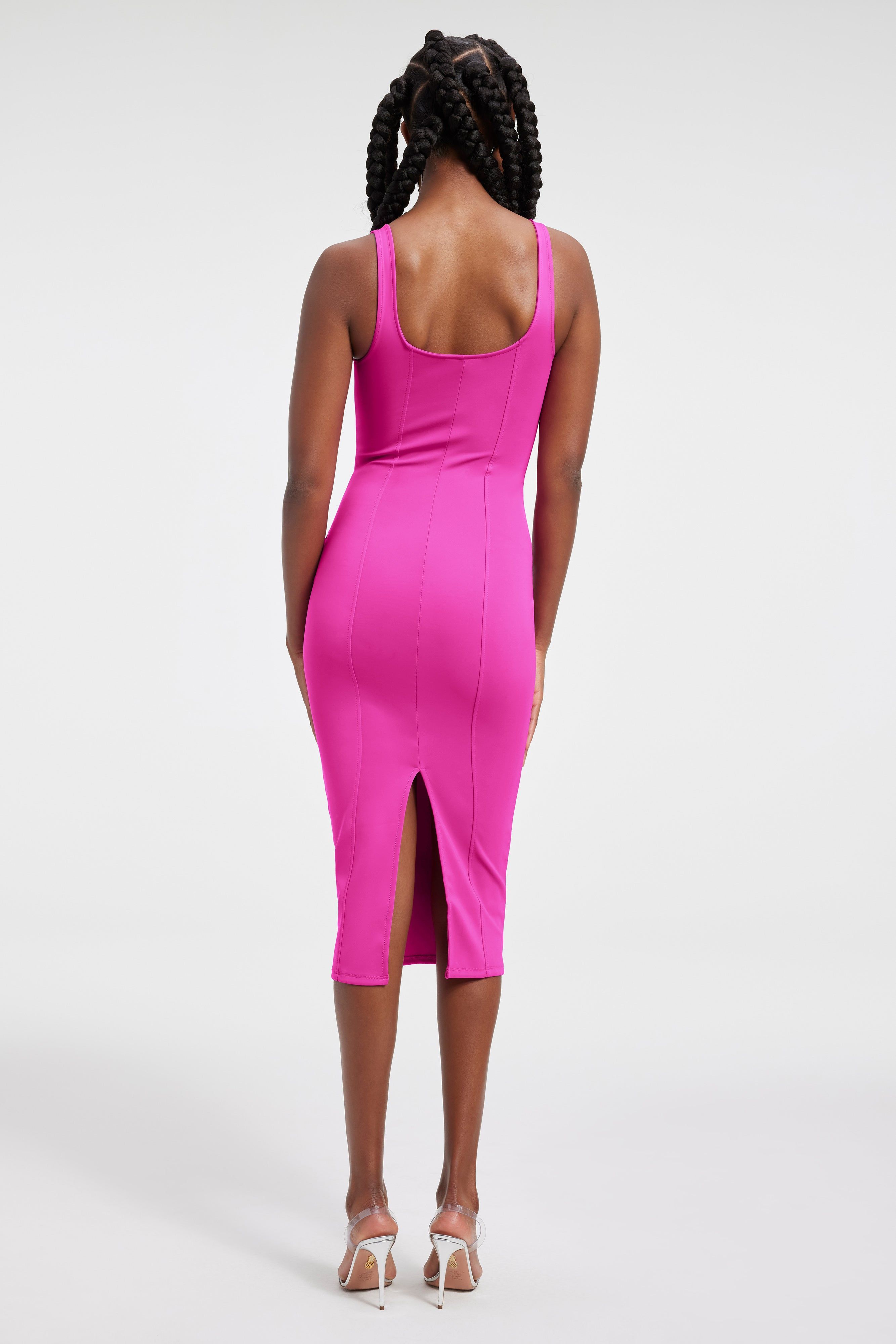 SCUBA U CORSET MIDI DRESS | FUCHSIA PINK001 sold by Good American product image thumbnail 7