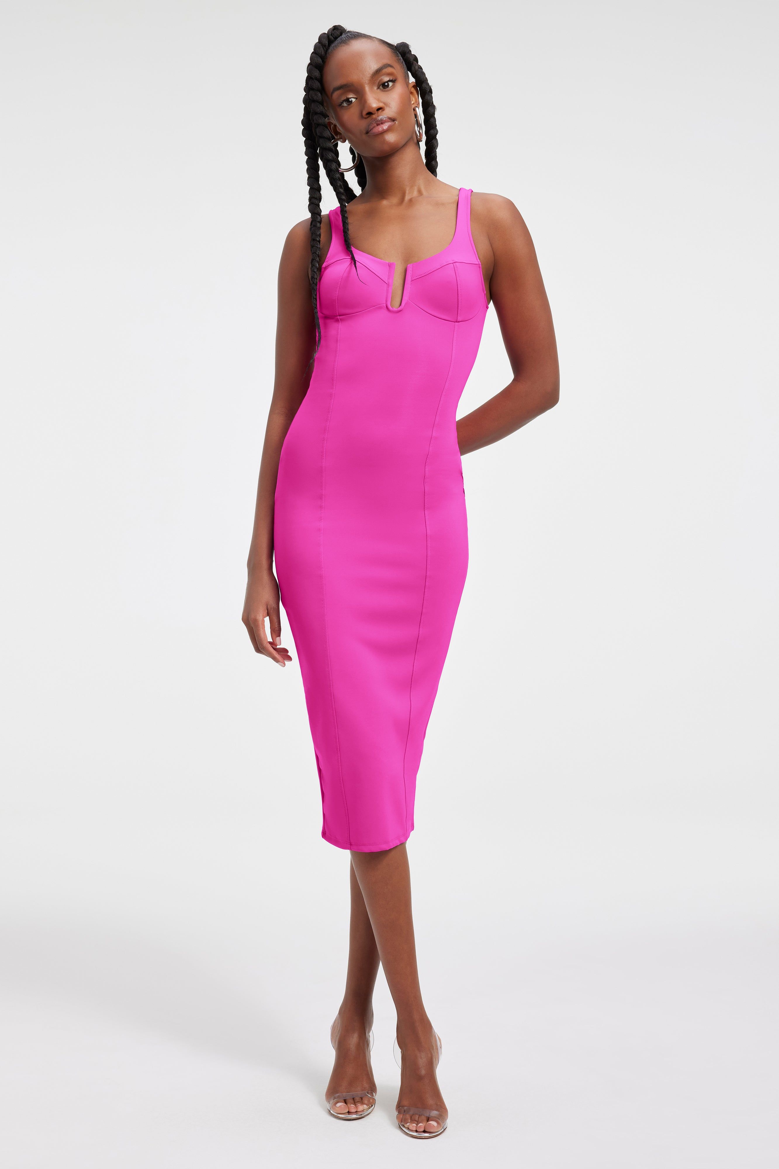 SCUBA U CORSET MIDI DRESS | FUCHSIA PINK001 sold by Good American product image thumbnail 5