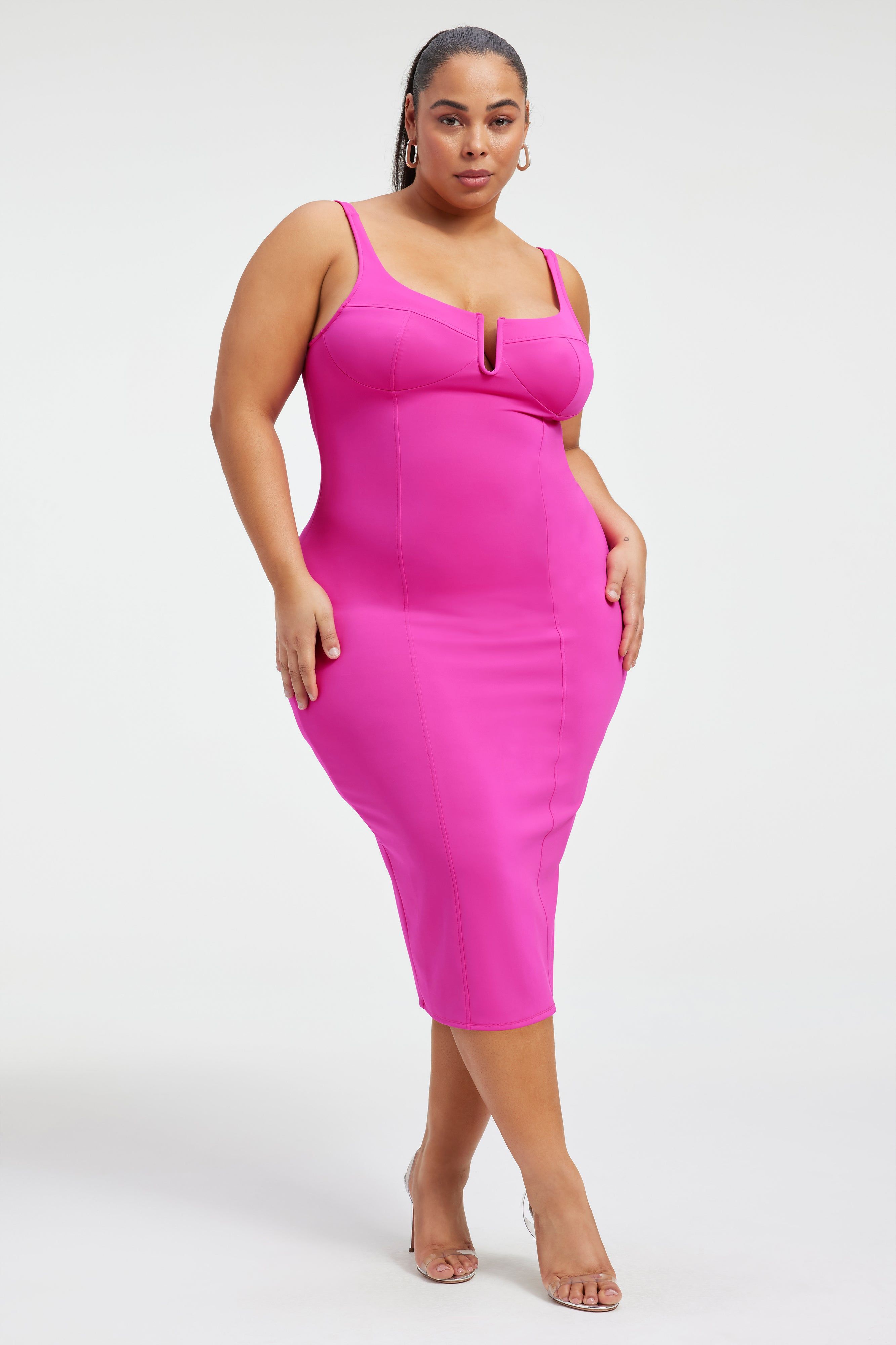 SCUBA U CORSET MIDI DRESS | FUCHSIA PINK001 sold by Good American product image thumbnail 2