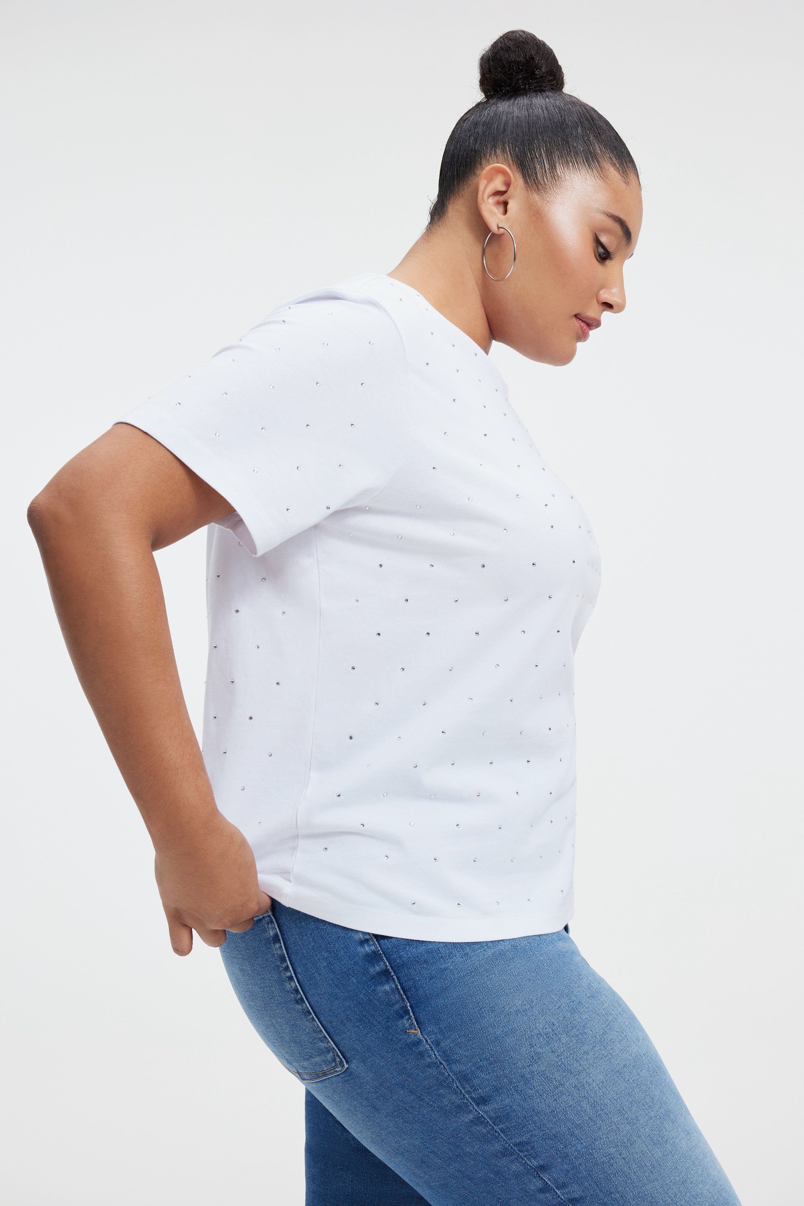 EMBELLISHED TEE | WHITE001 sold by Good American product image thumbnail 8