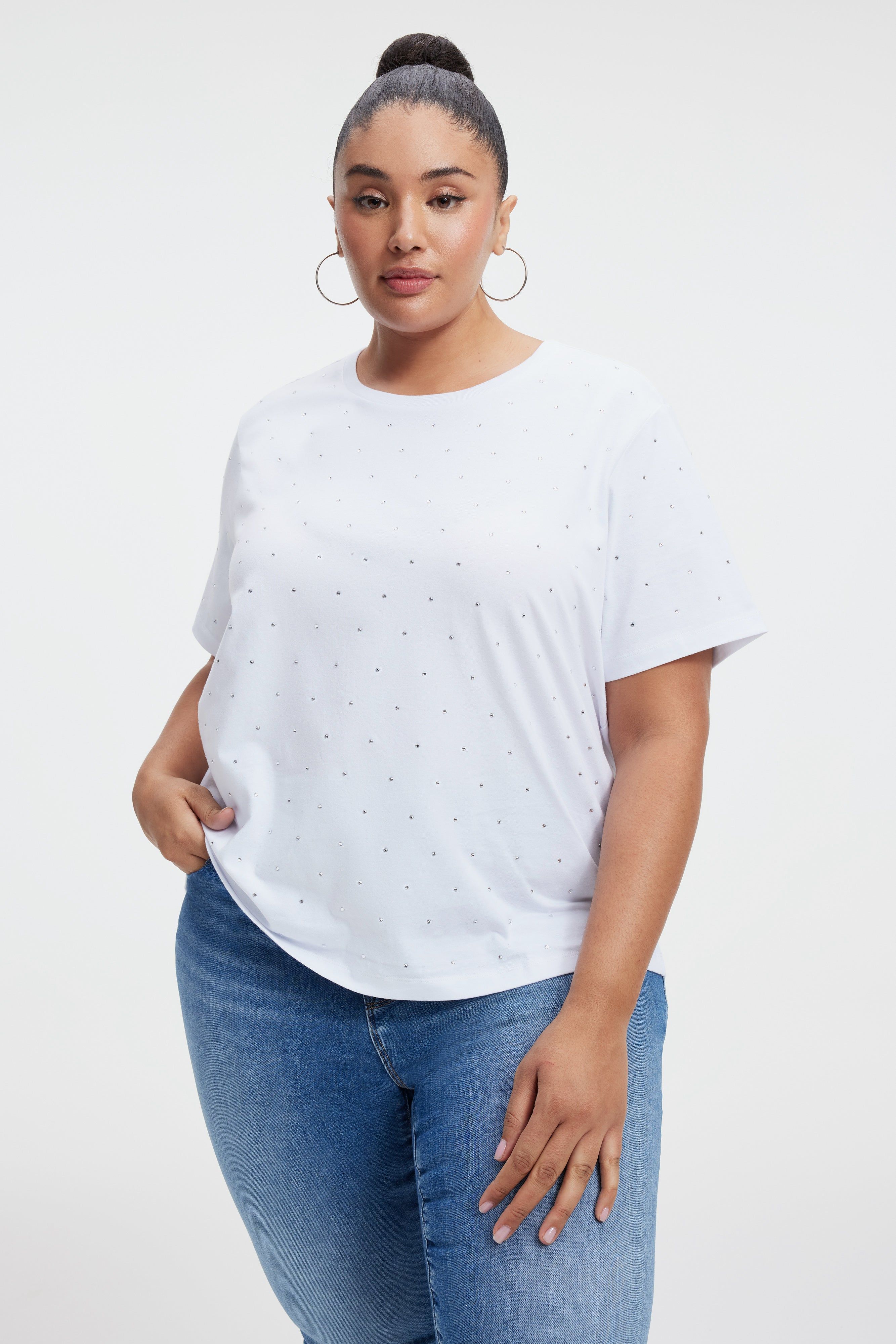 EMBELLISHED TEE | WHITE001 sold by Good American product image thumbnail 6