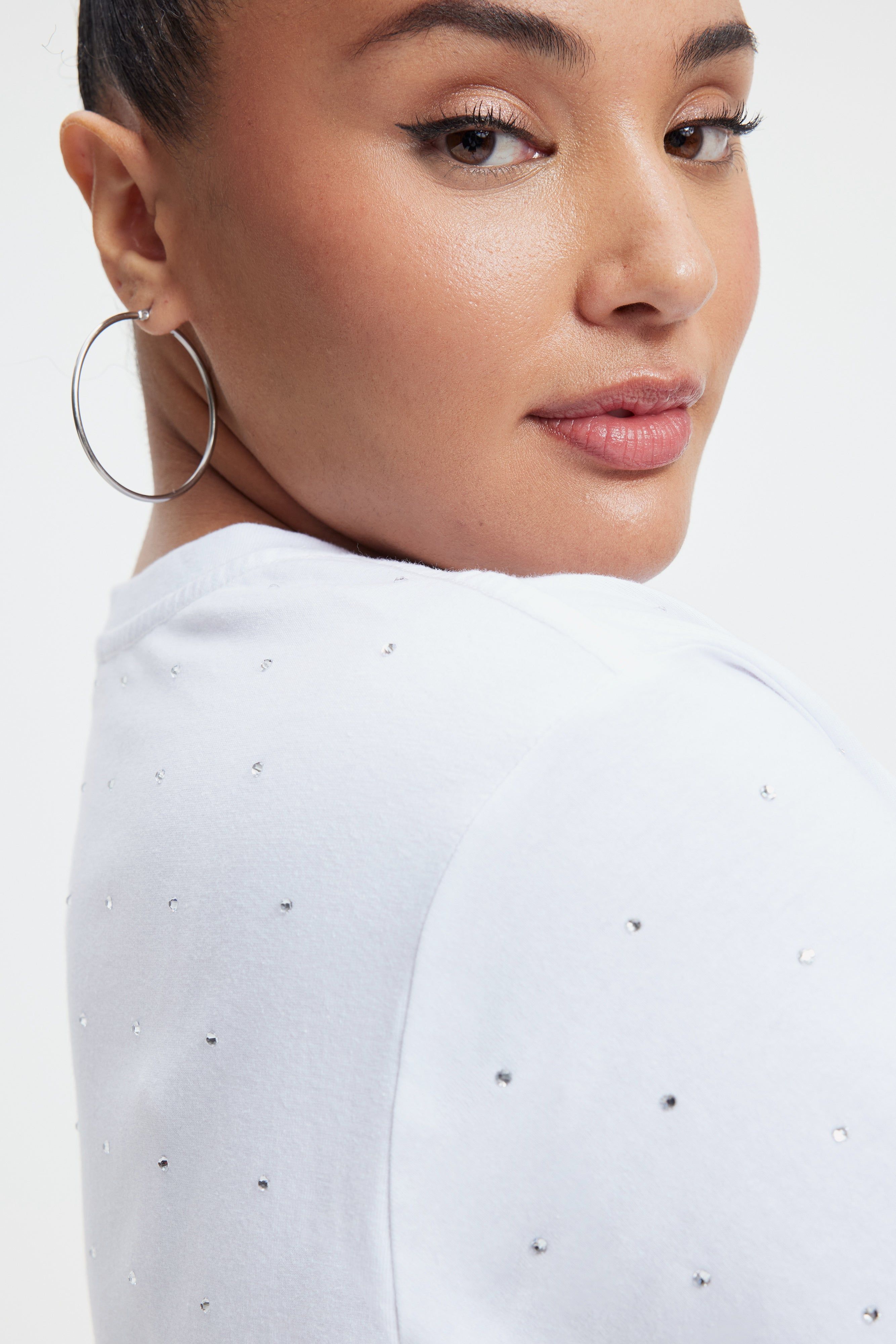 EMBELLISHED TEE | WHITE001 sold by Good American product image thumbnail 10