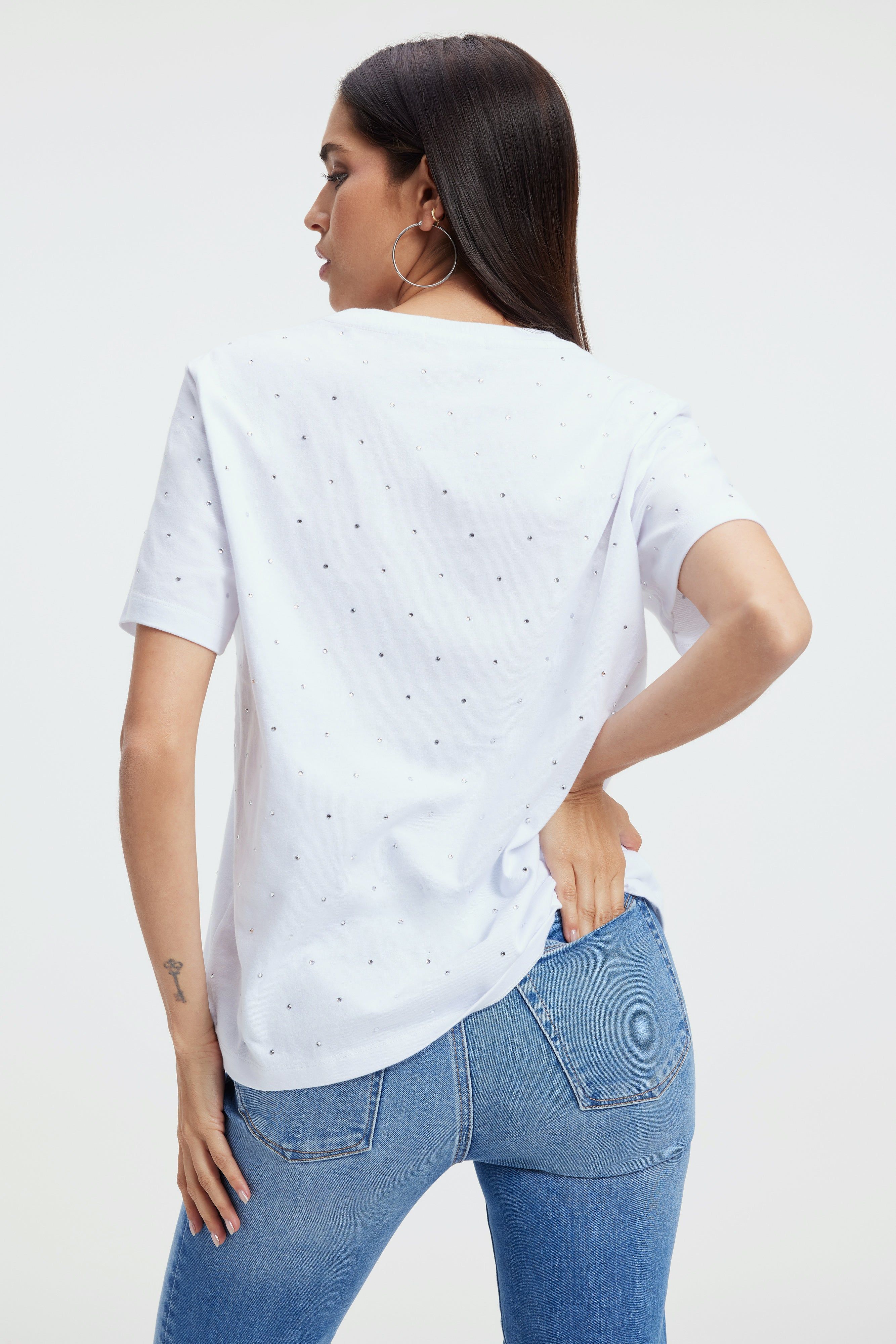 EMBELLISHED TEE | WHITE001 sold by Good American product image thumbnail 4