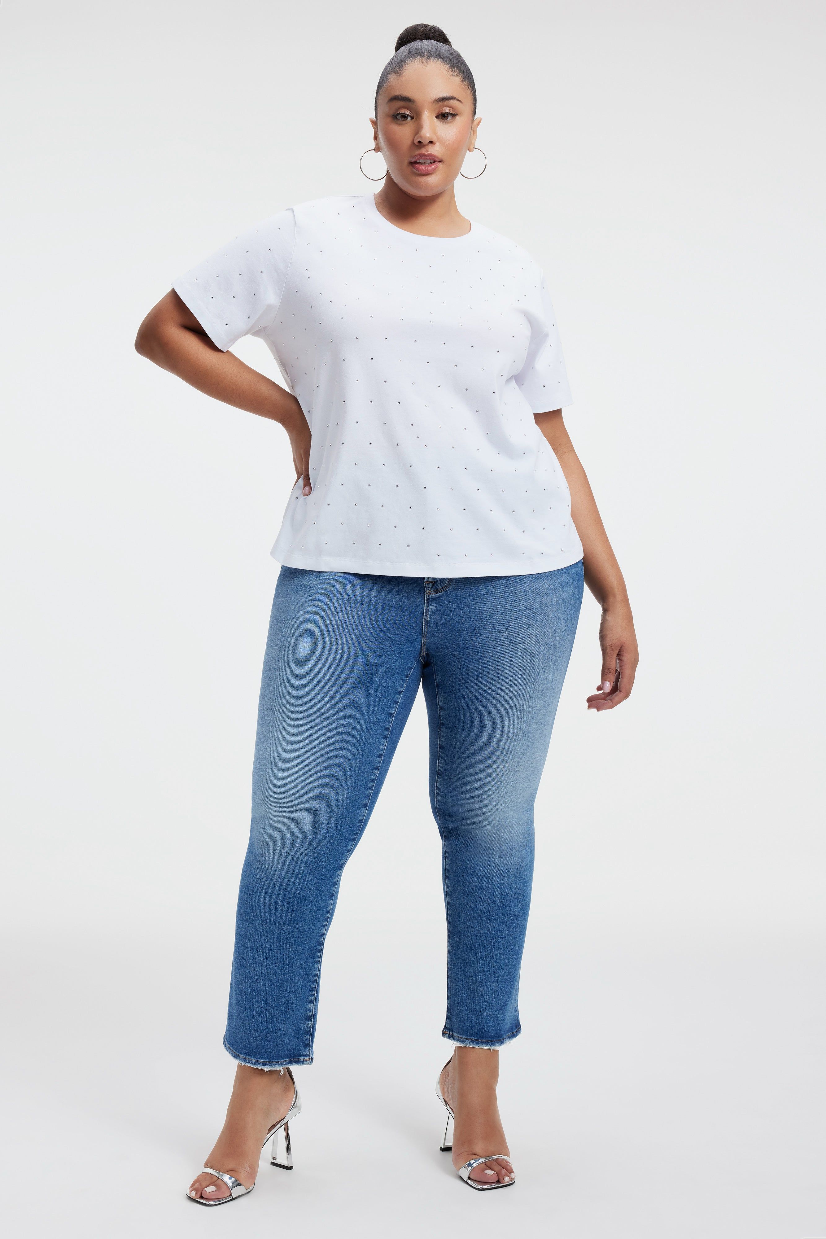 EMBELLISHED TEE | WHITE001 sold by Good American product image thumbnail 7