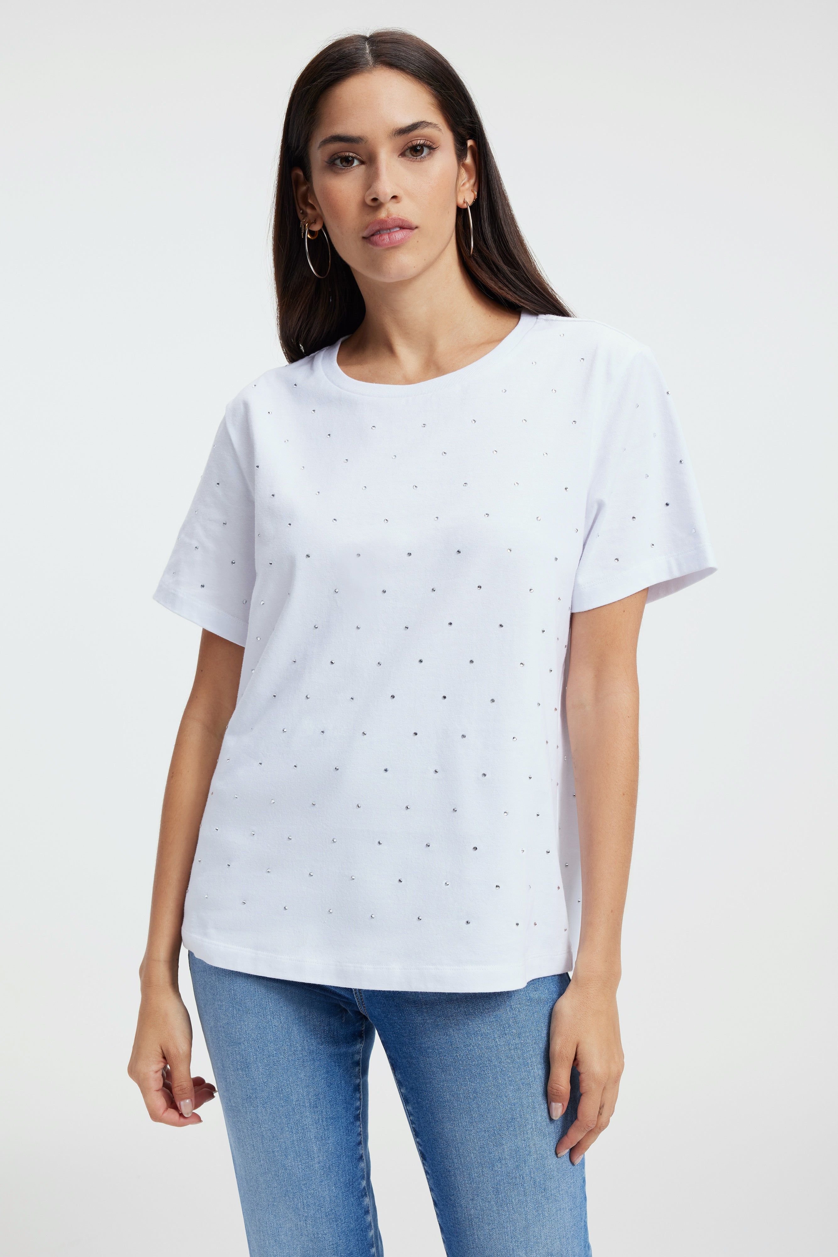 EMBELLISHED TEE | WHITE001 sold by Good American product image thumbnail 3