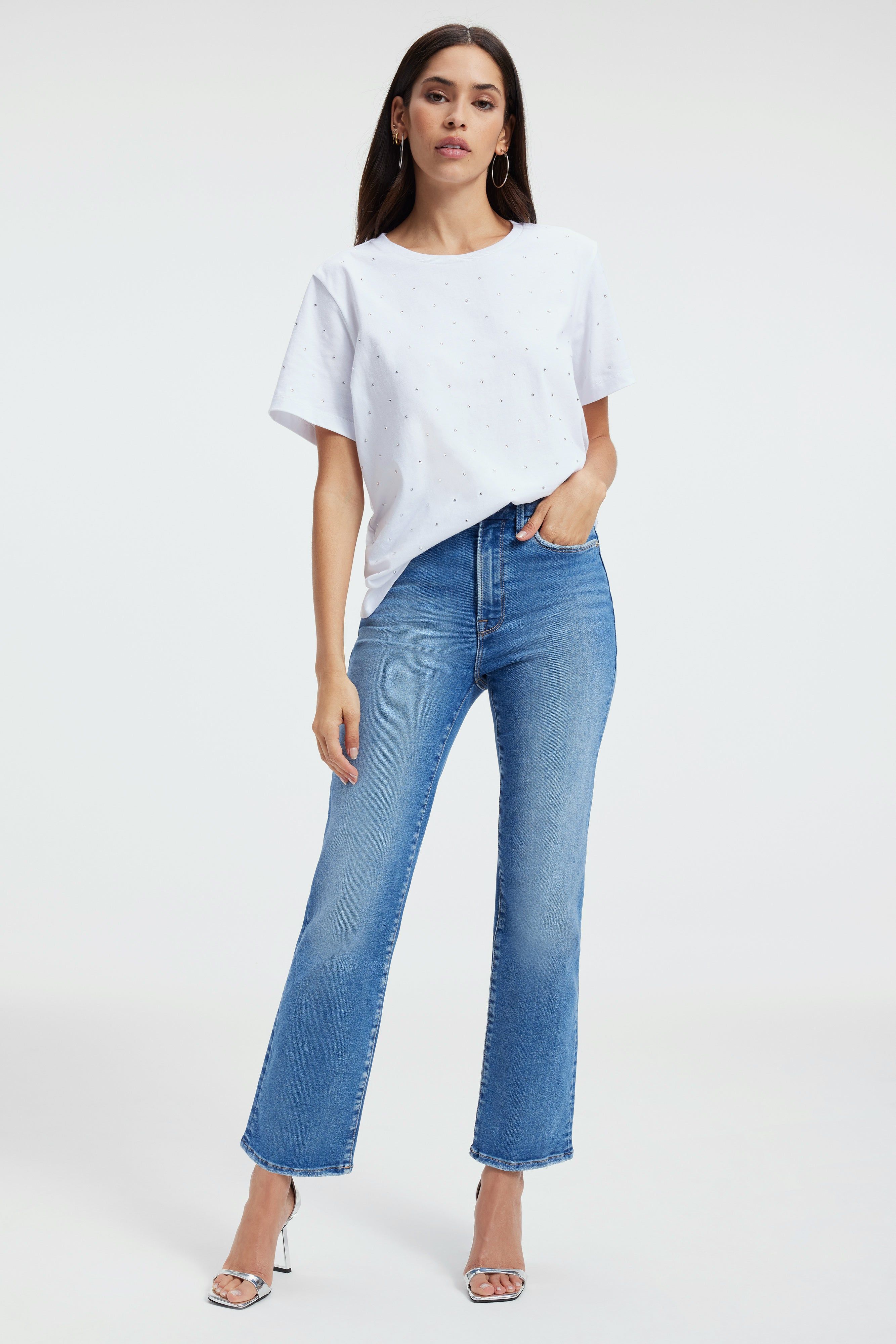 EMBELLISHED TEE | WHITE001 sold by Good American product image thumbnail 5