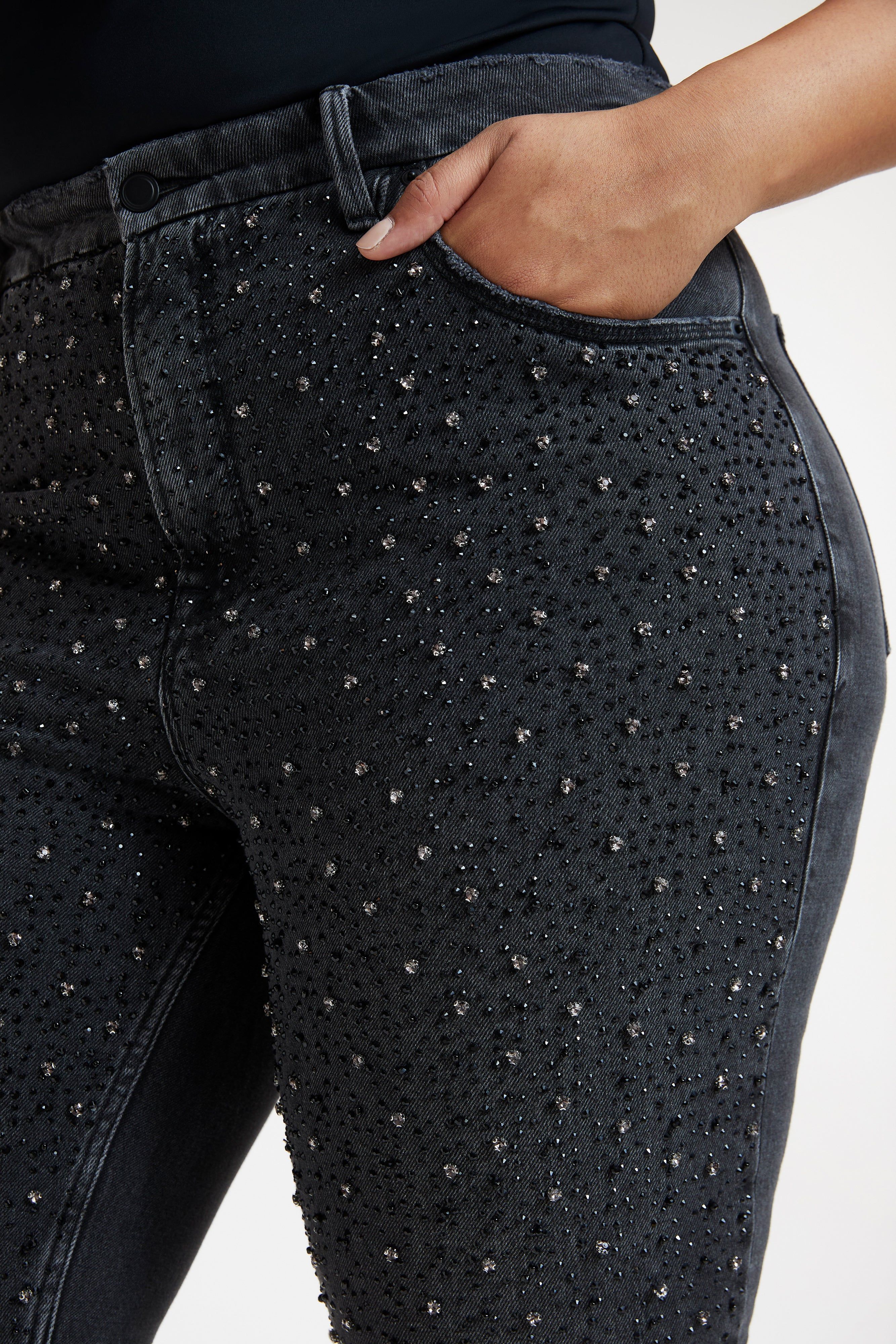 GOOD ICON DIAMOND DUSTED JEANS | BLACK251 sold by Good American product image thumbnail 5