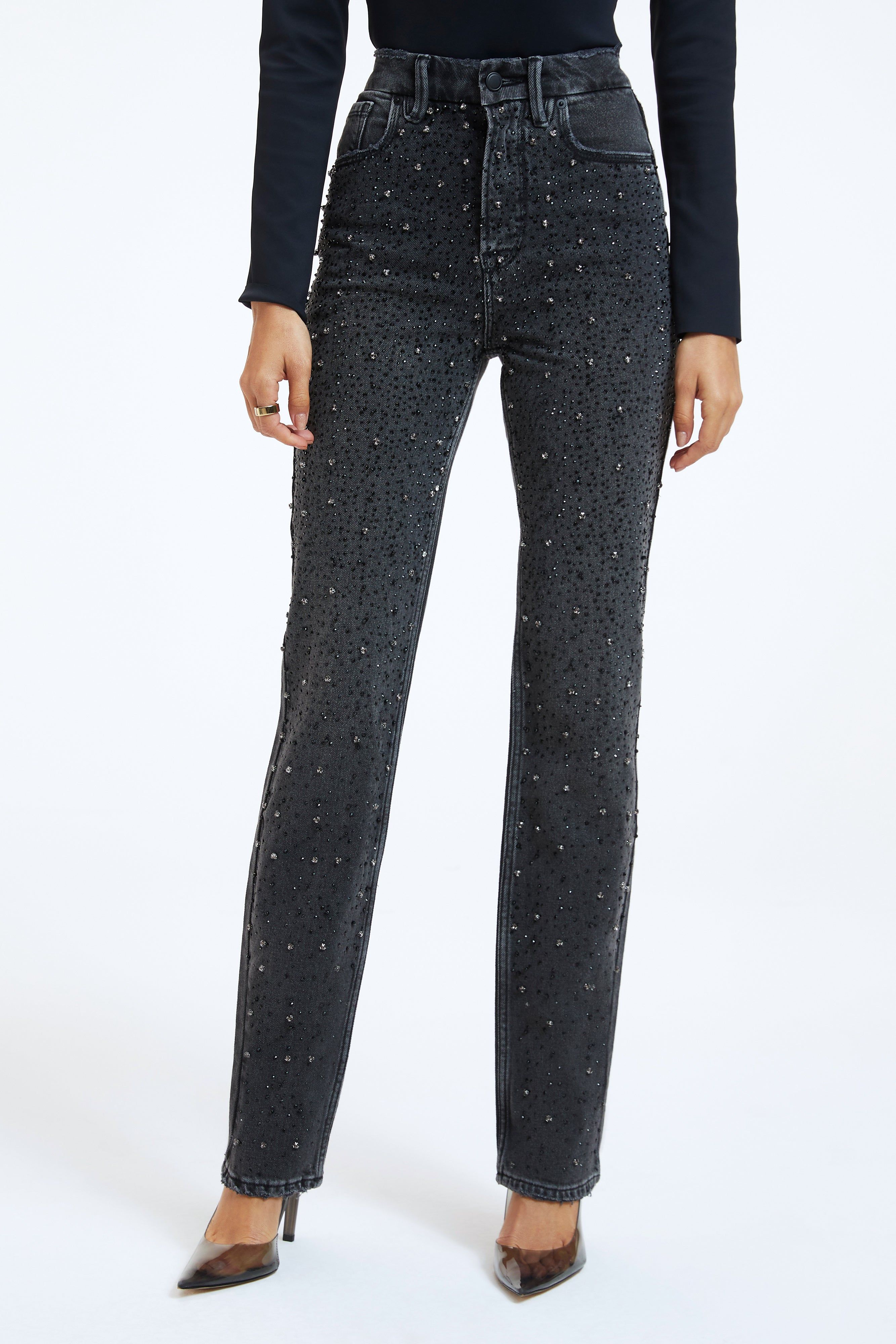 GOOD ICON DIAMOND DUSTED JEANS | BLACK251 sold by Good American product image thumbnail 7