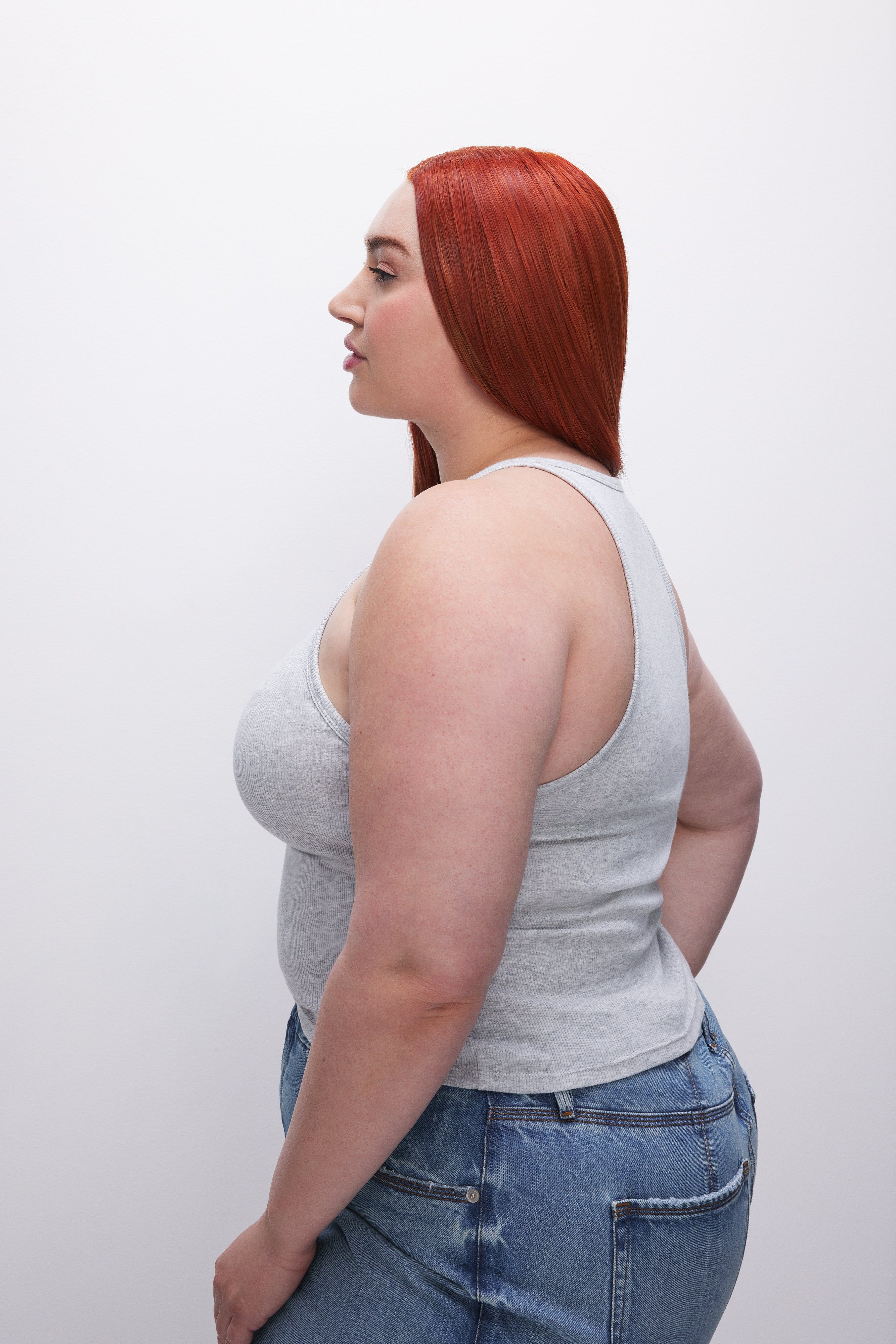 MICRO RIB CREWNECK TANK | HEATHER GREY001 sold by Good American product image thumbnail 9