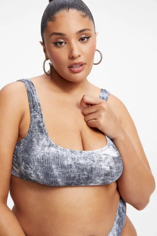 ALWAYS FITS SCOOP BIKINI TOP | GREY TIE DYE002 sold by Good American