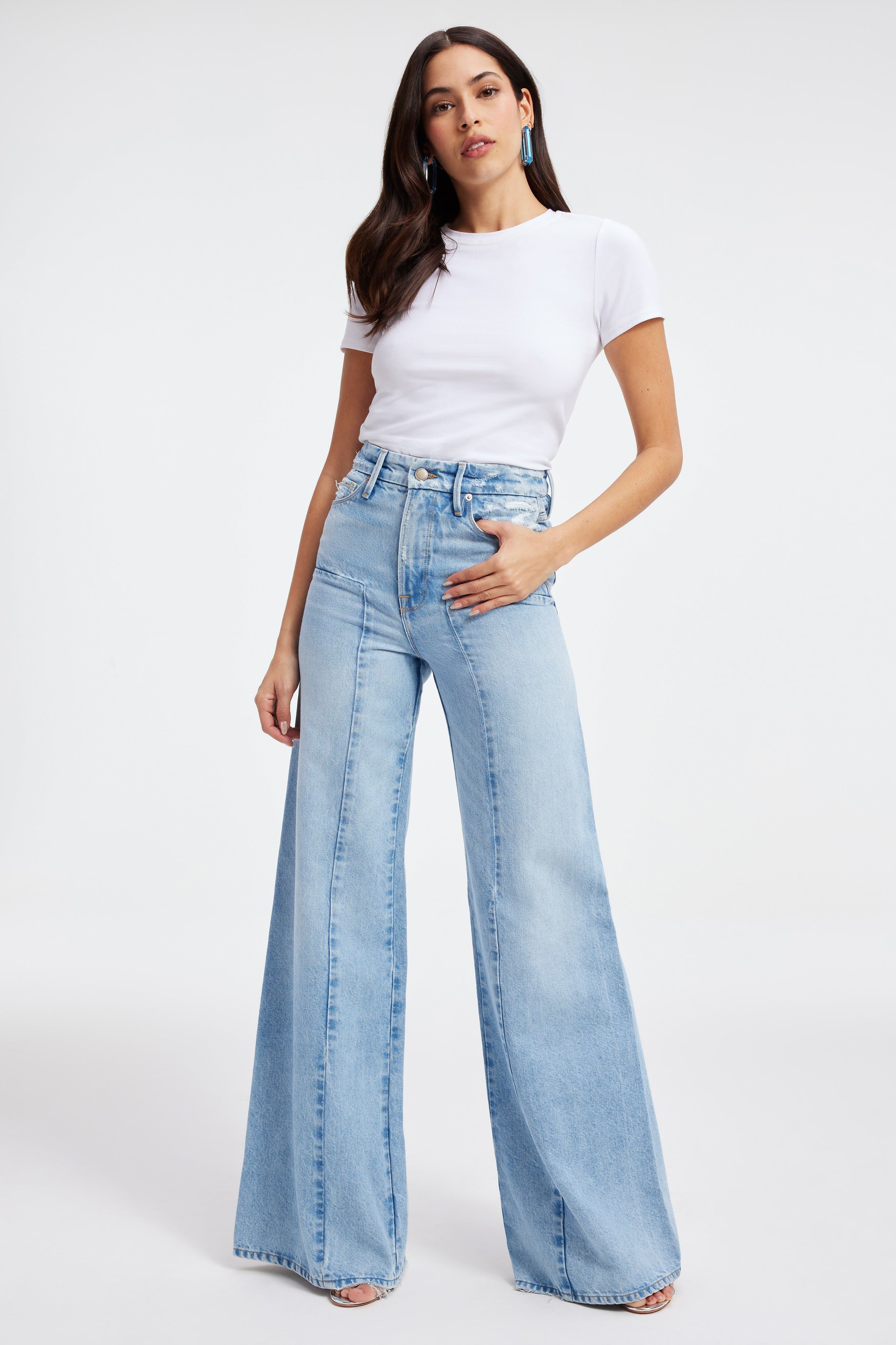 GOOD WAIST PALAZZO JEANS | INDIGO417 sold by Good American product image thumbnail 3