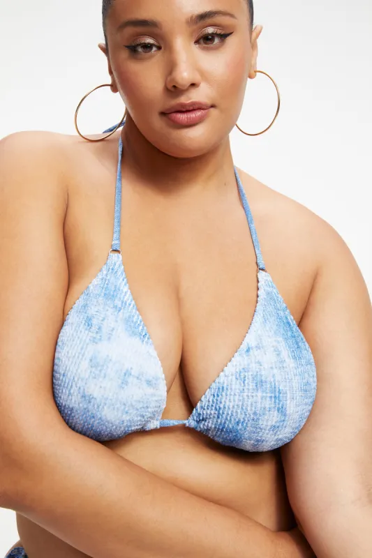 ALWAYS FITS TINY TIES BIKINI TOP | INDIGO TIE DYE002 sold by Good American