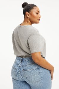 COTTON CROPPED TEE | HEATHER GREY001 sold by Good American