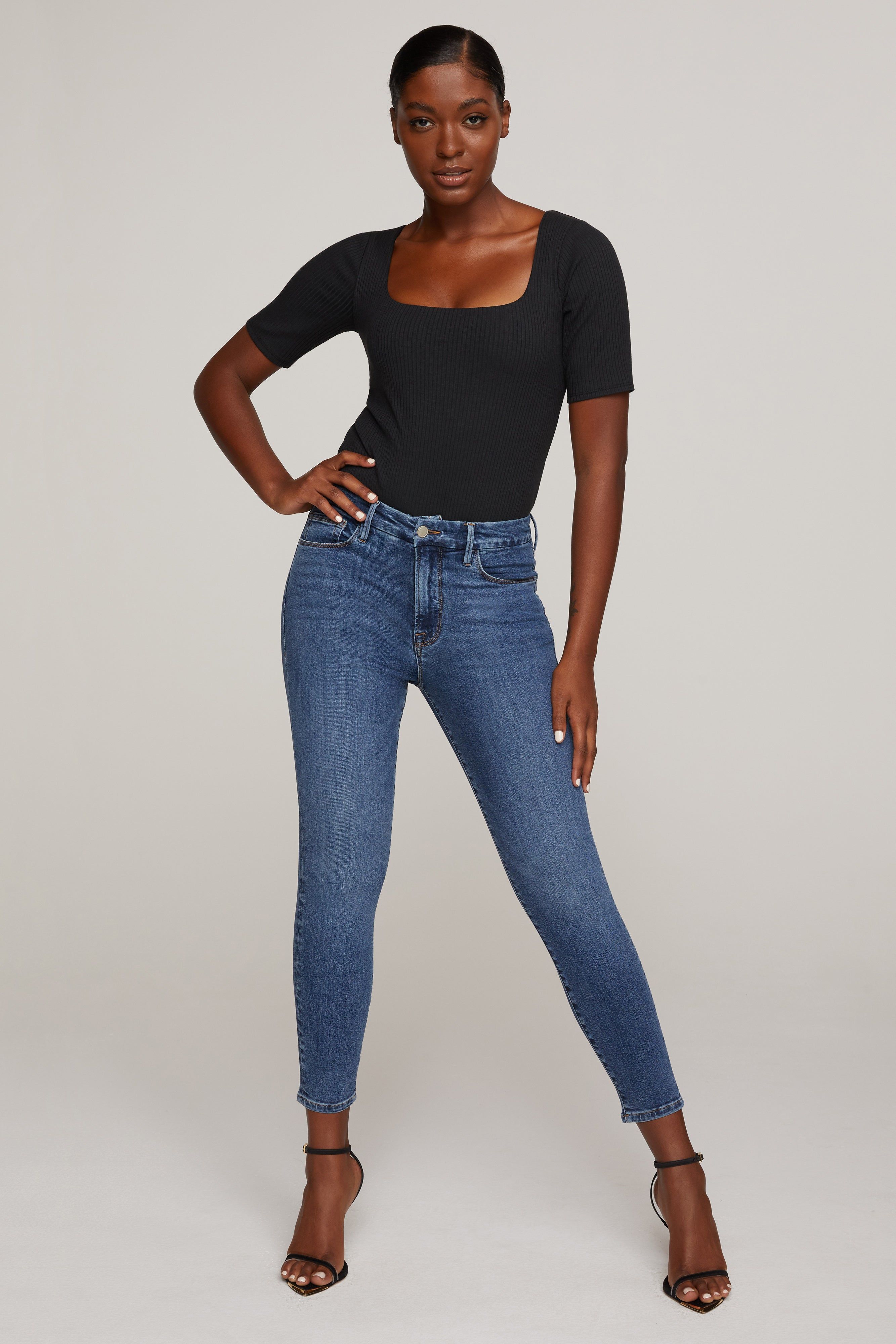 GOOD LEGS CROPPED JEANS | BLUE615 sold by Good American product image thumbnail 11