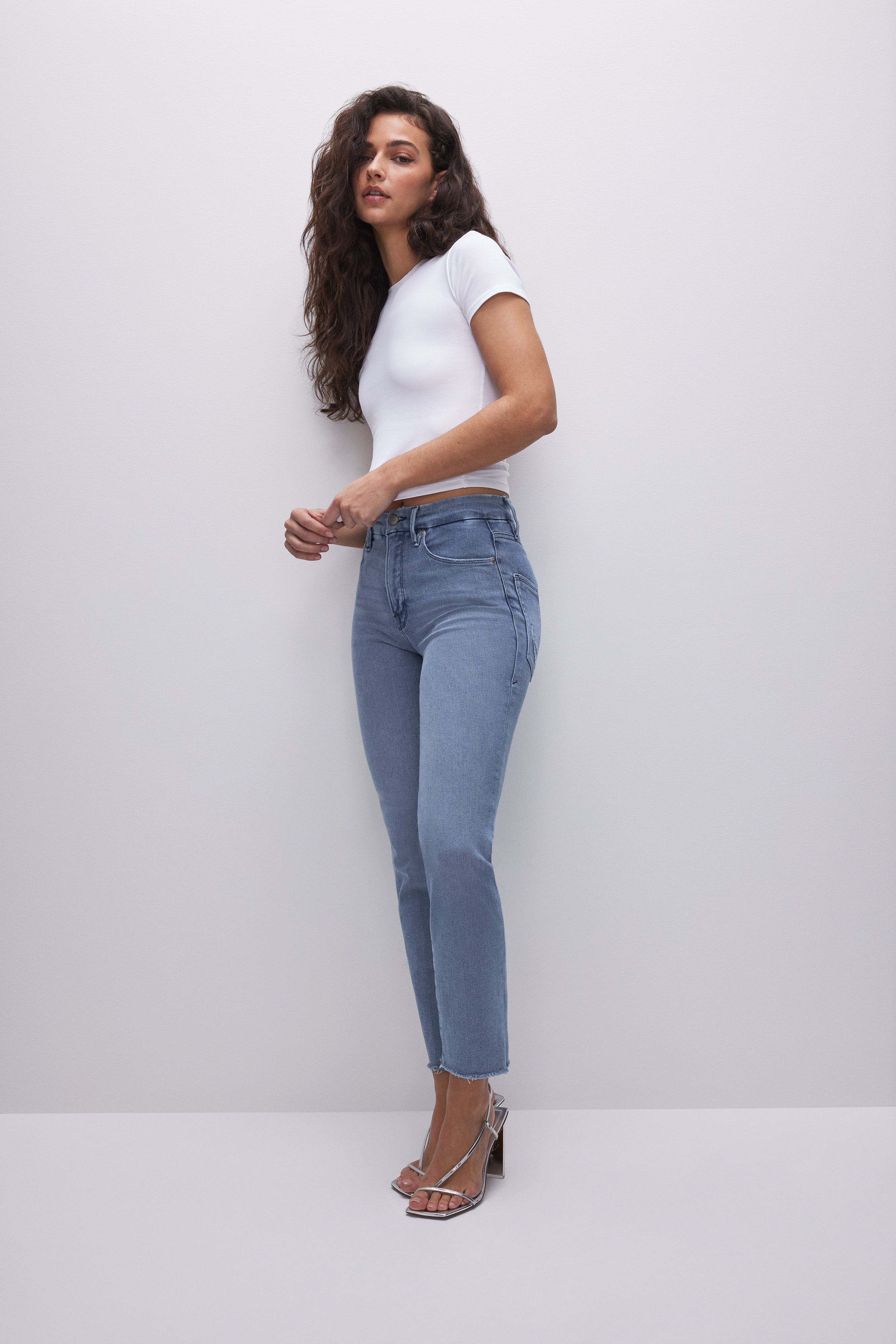 GOOD LEGS STRAIGHT JEANS | BLUE449 sold by Good American product image thumbnail 4