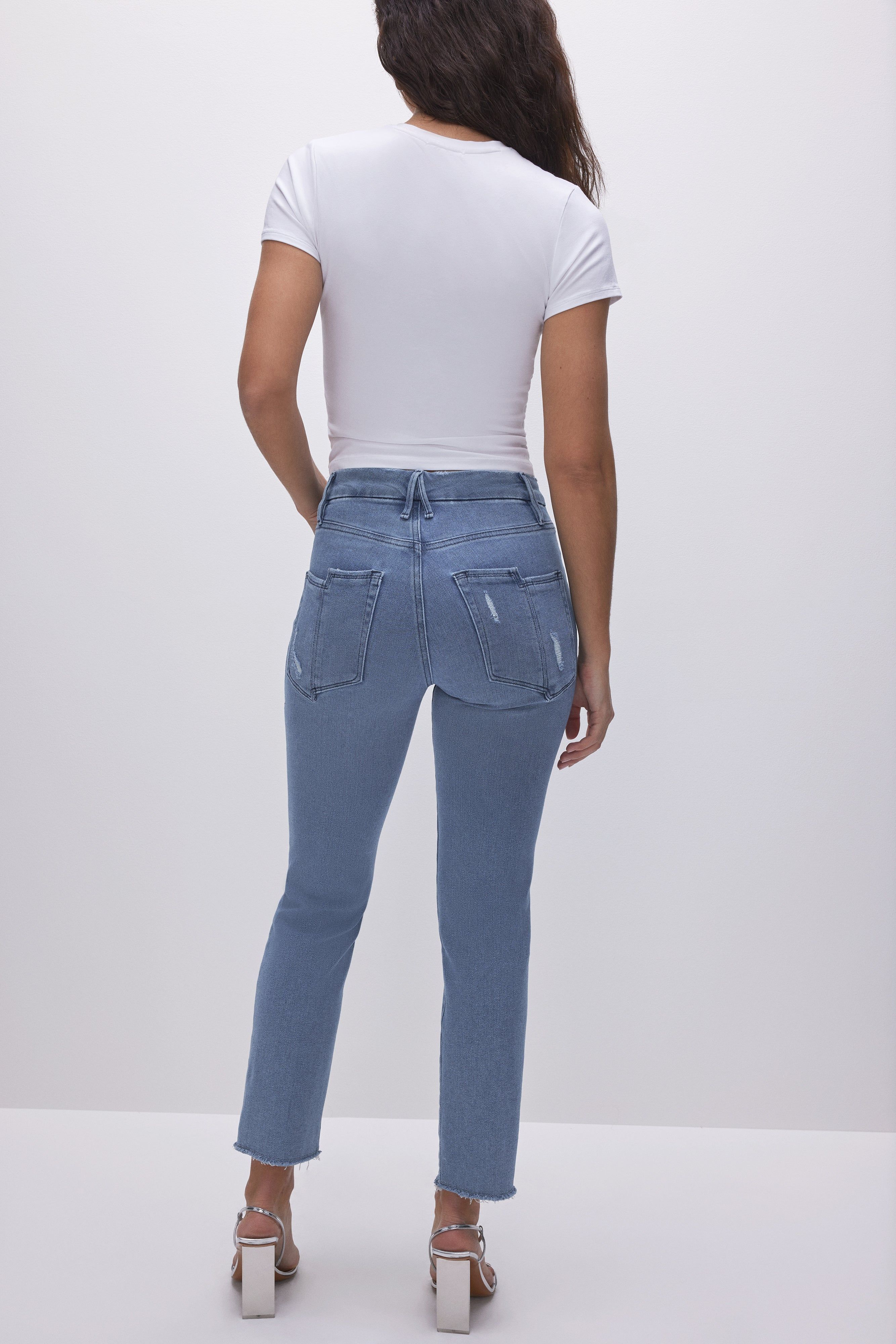 GOOD LEGS STRAIGHT JEANS | BLUE449 sold by Good American product image thumbnail 3