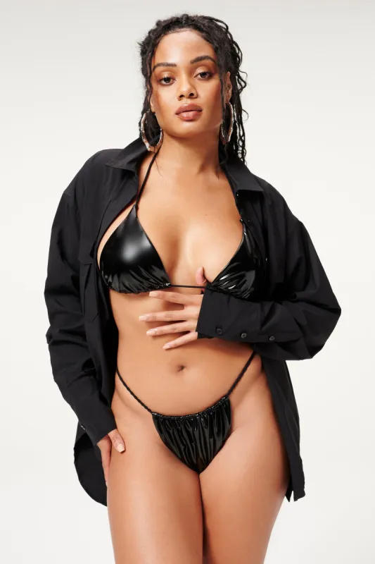 VINYL TINY TIES TOP | BLACK001 sold by Good American