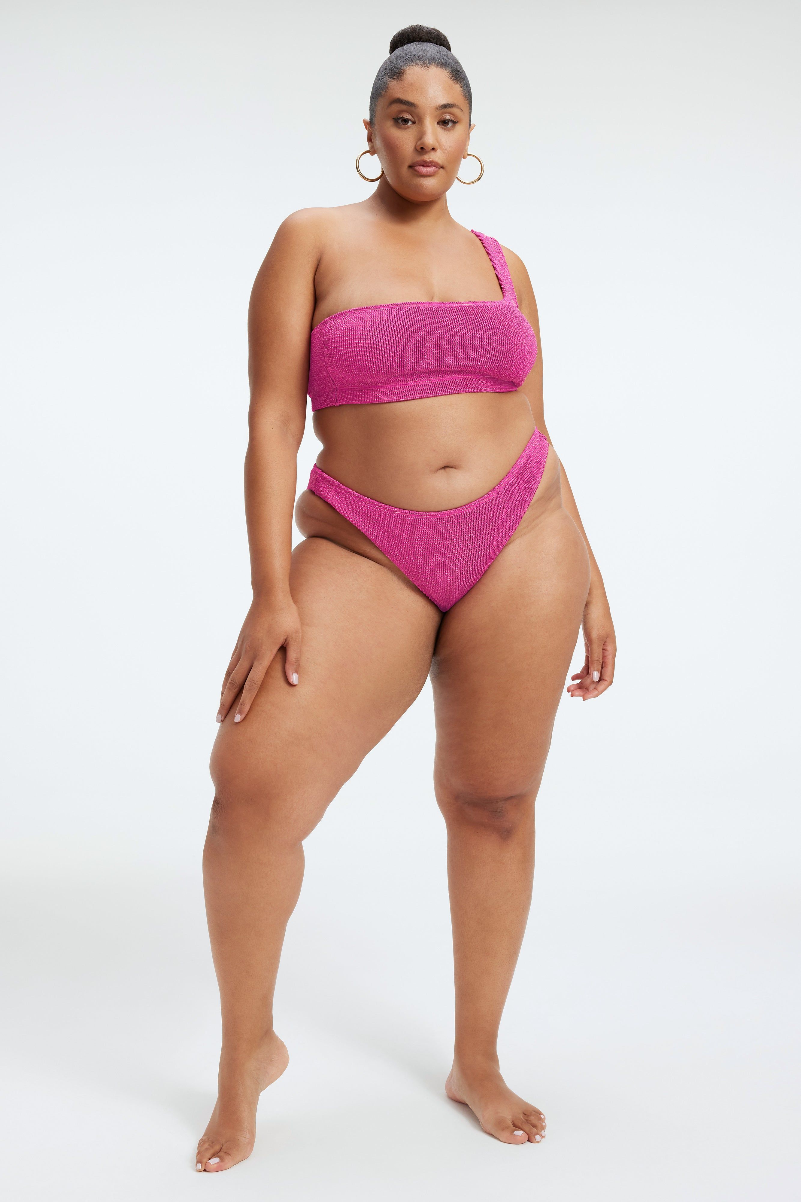 ALWAYS FITS METALLIC SHOULDER TOP | FUSCHIA PINK001 sold by Good American product image thumbnail 3