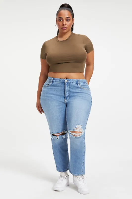 GOOD ICON CROPPED JEANS | INDIGO068 sold by Good American