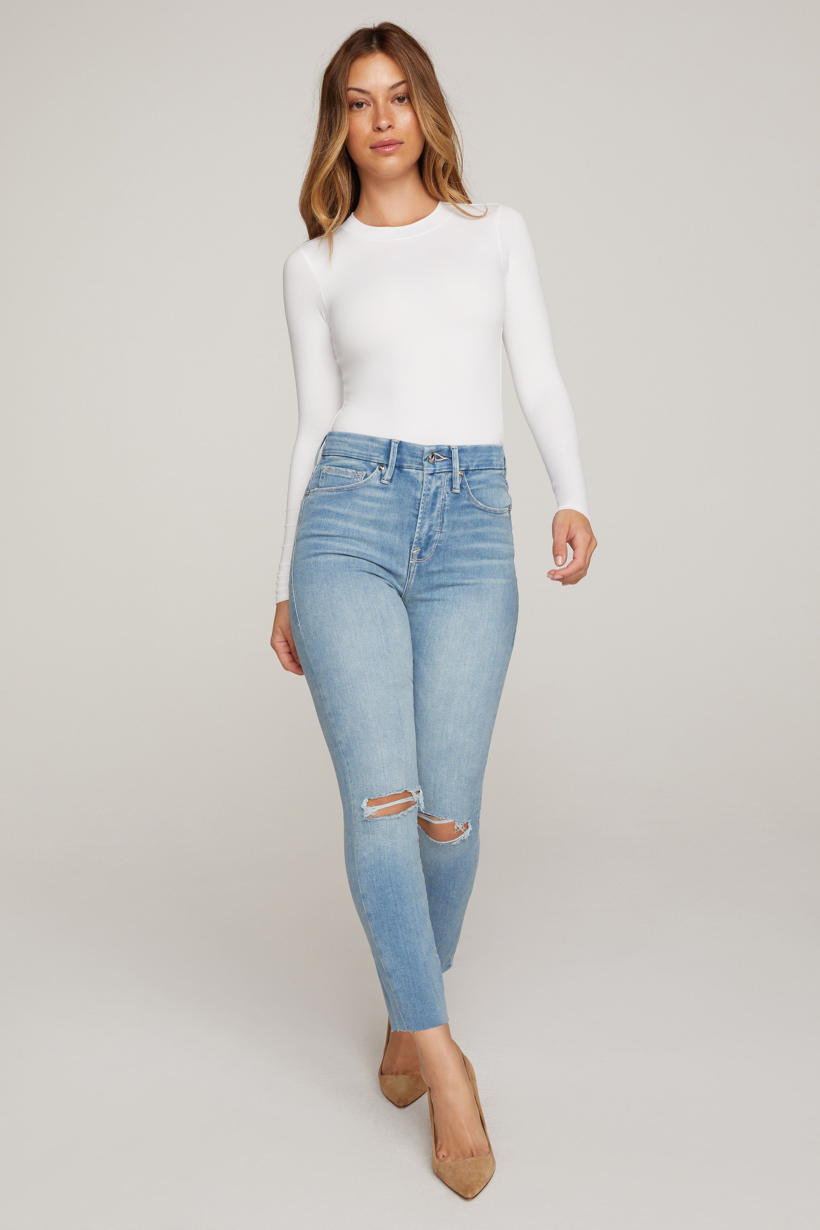 GOOD WAIST CROPPED JEANS | BLUE352 sold by Good American