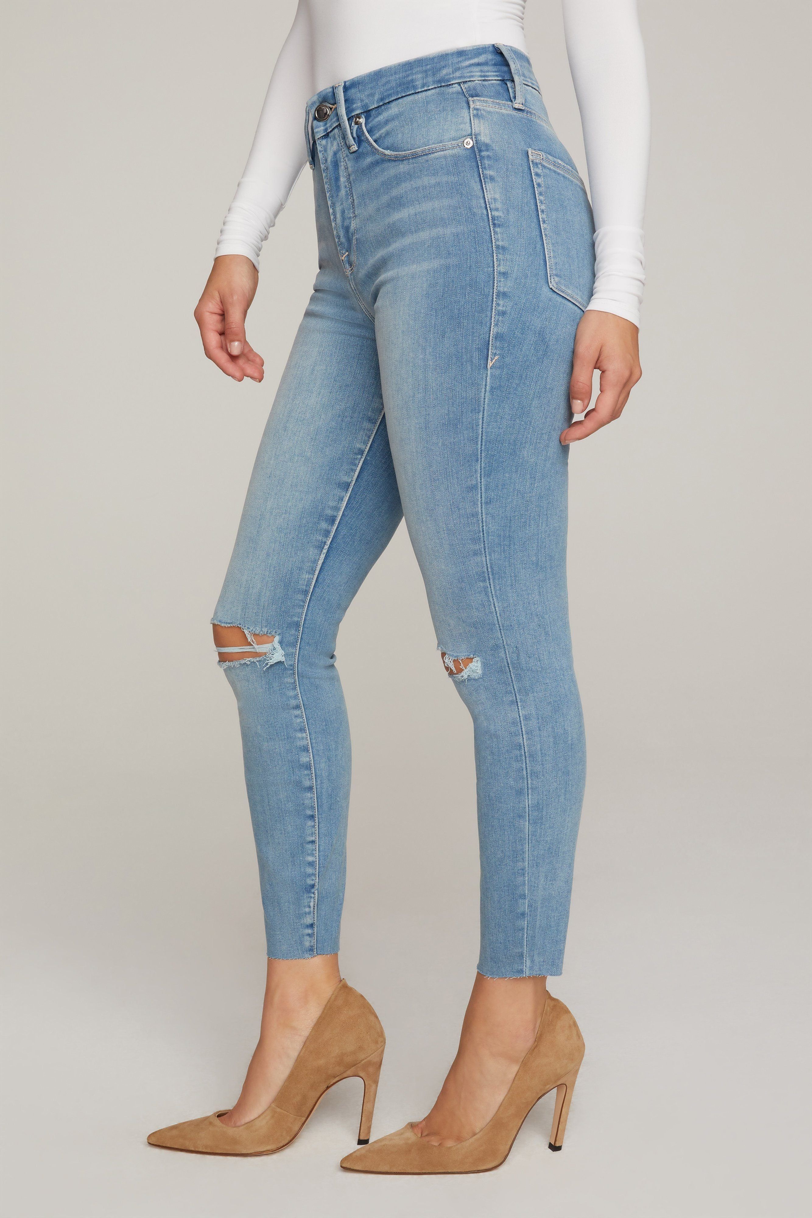 GOOD WAIST CROPPED JEANS | BLUE352 sold by Good American product image thumbnail 3