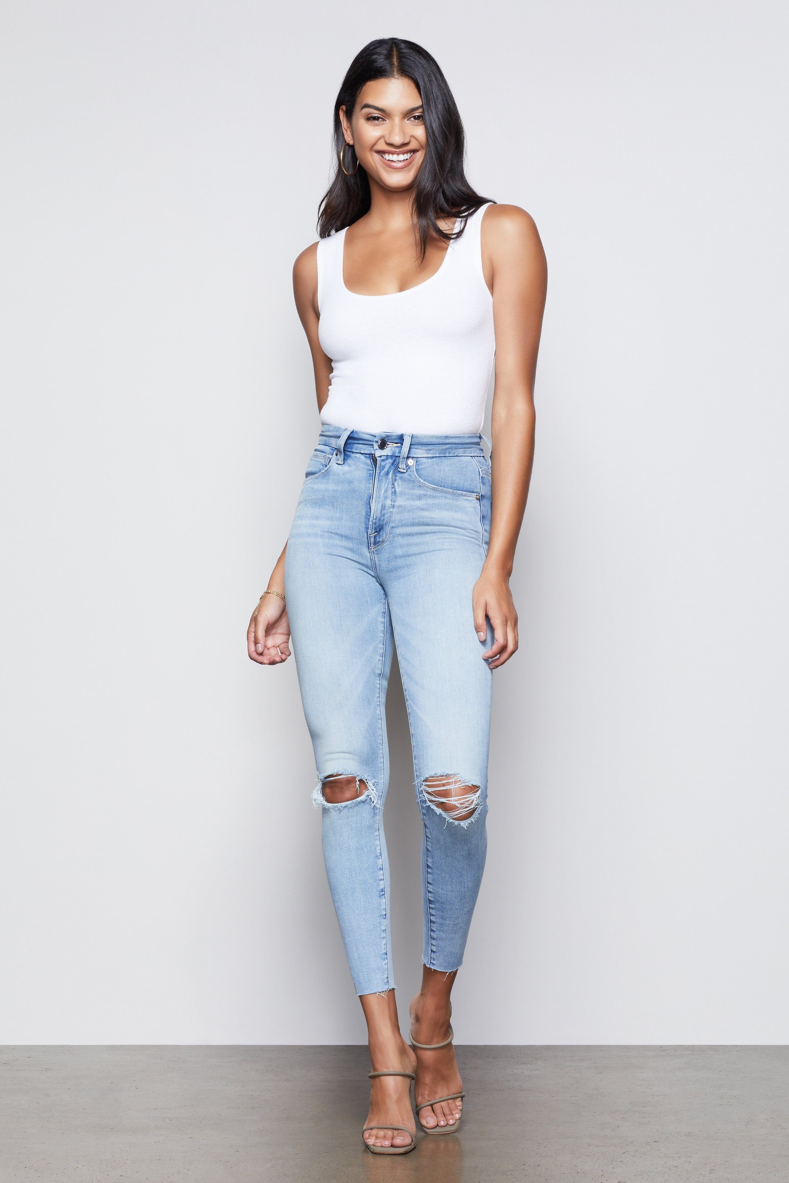GOOD WAIST CROPPED JEANS | BLUE352 sold by Good American product image thumbnail 11