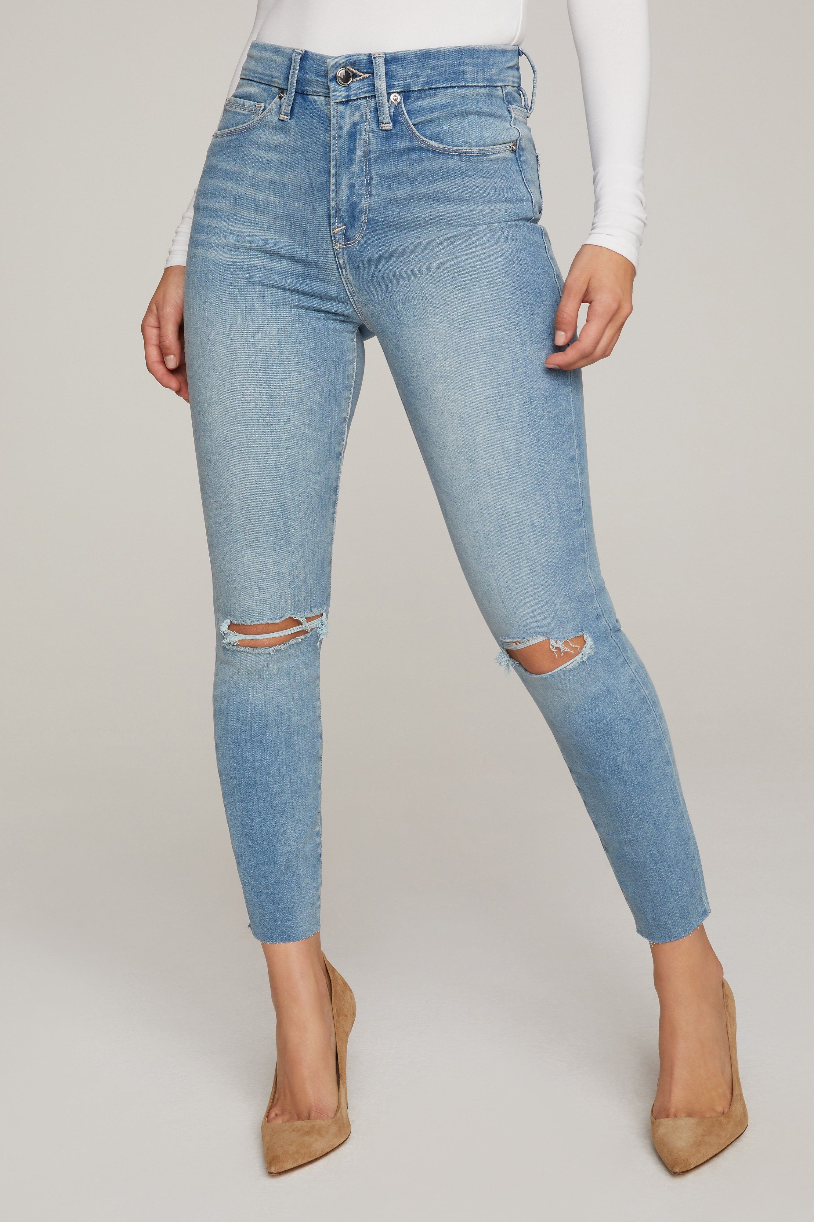 GOOD WAIST CROPPED JEANS | BLUE352 sold by Good American product image thumbnail 2