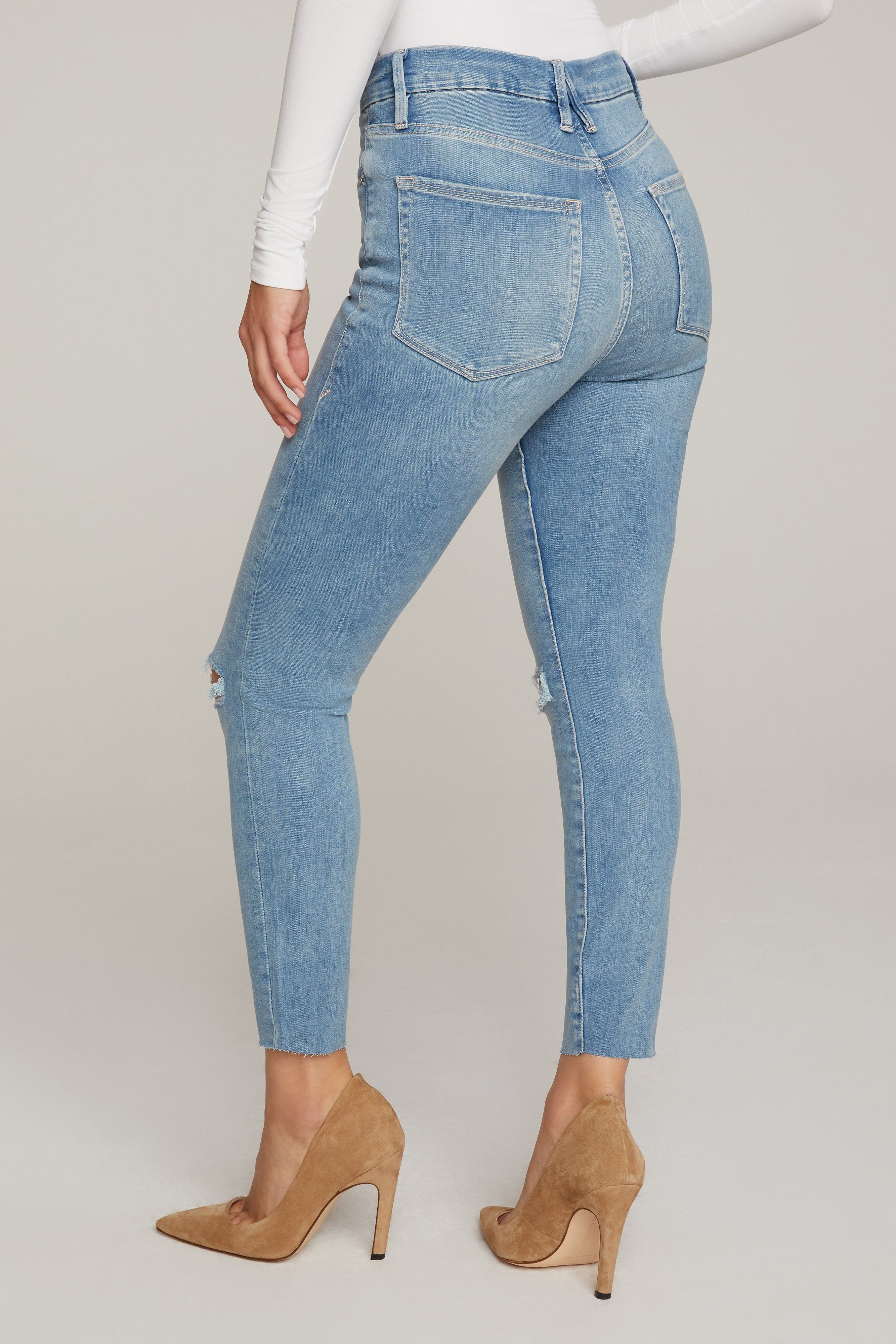GOOD WAIST CROPPED JEANS | BLUE352 sold by Good American product image thumbnail 4