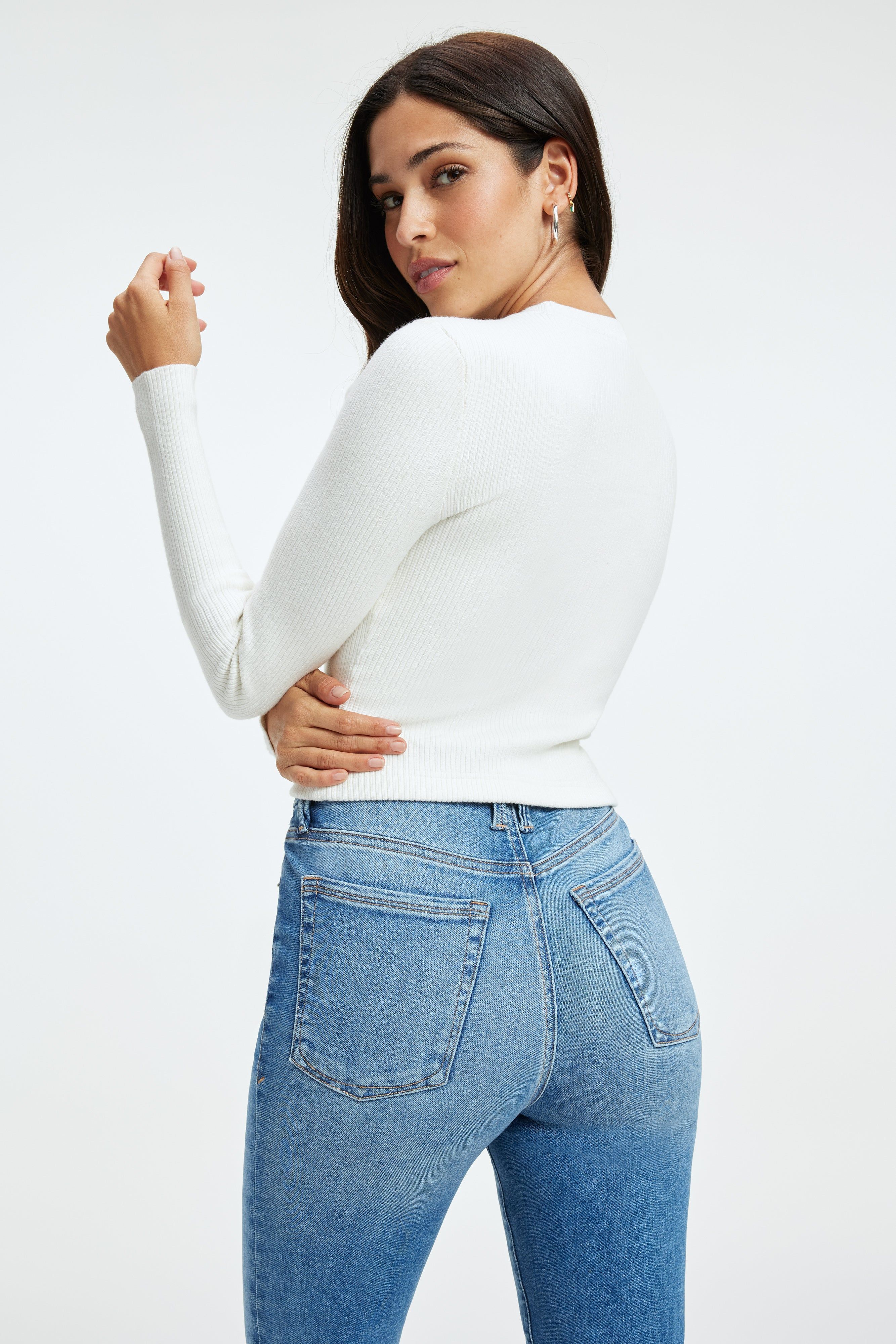 KNIT CUT-OUT TOP | IVORY001 sold by Good American product image thumbnail 4