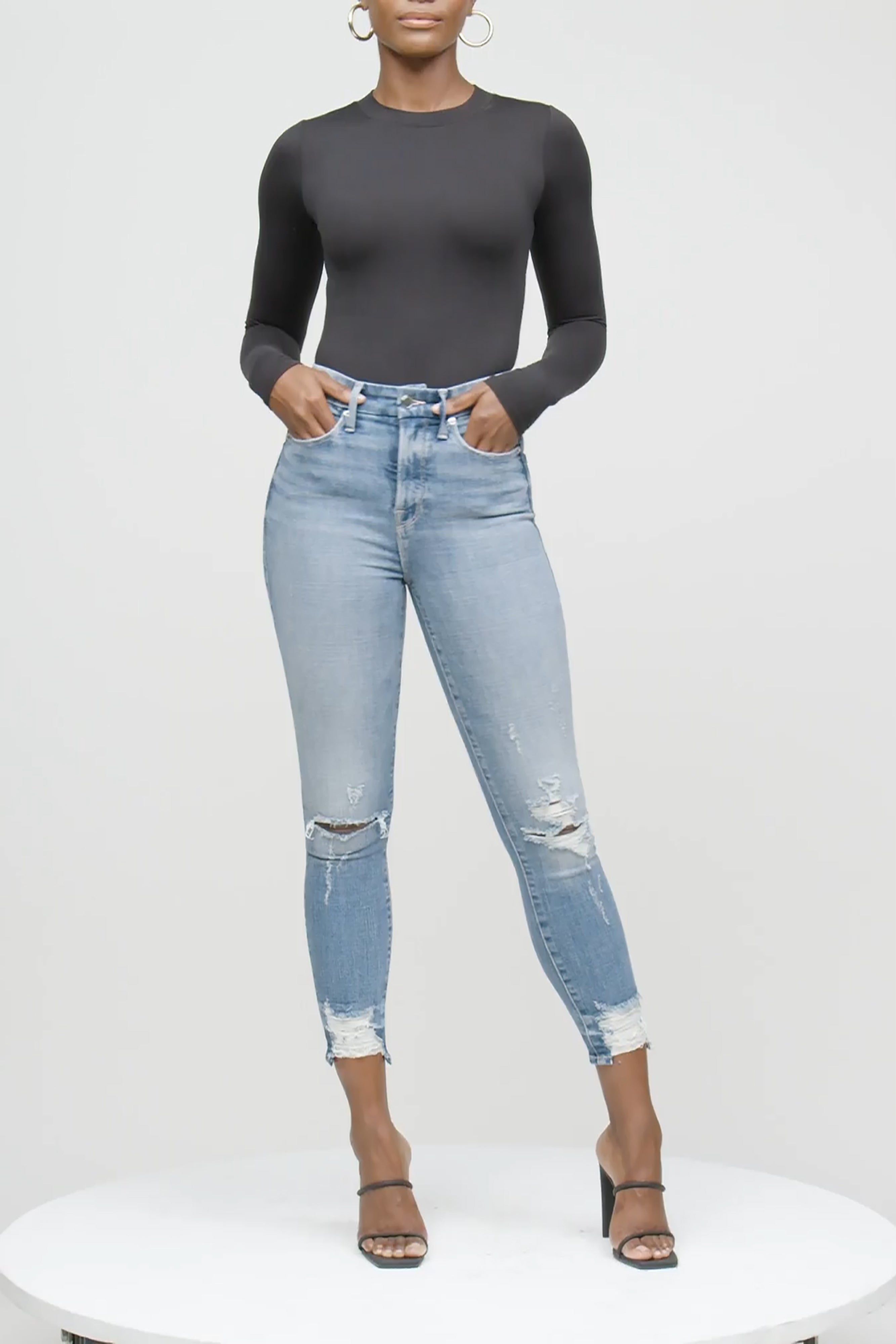 GOOD WAIST CROPPED JEANS | BLUE634 sold by Good American product image thumbnail 14