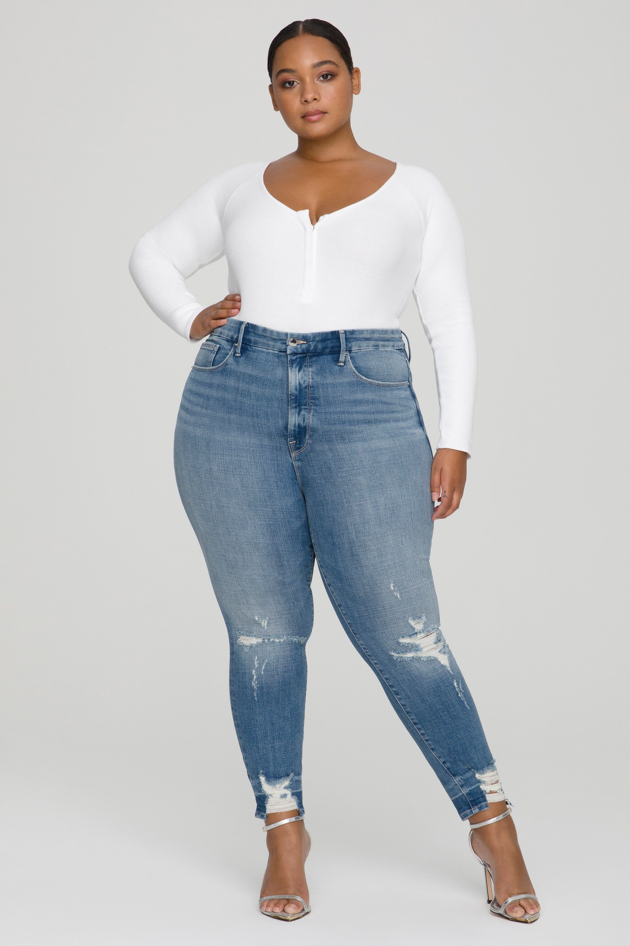 GOOD WAIST CROPPED JEANS | BLUE634 sold by Good American product image thumbnail 7
