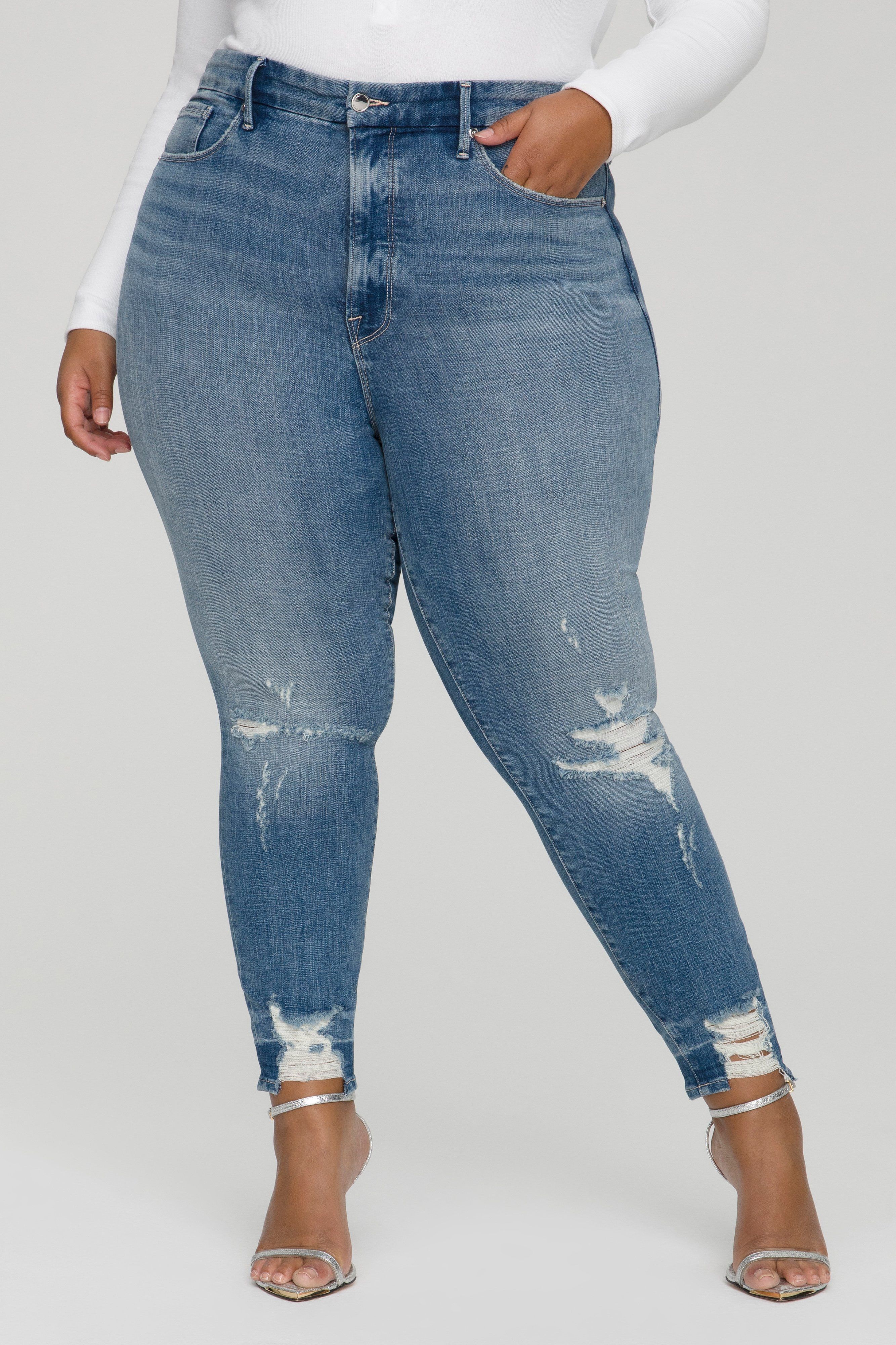 GOOD WAIST CROPPED JEANS | BLUE634 sold by Good American product image thumbnail 8