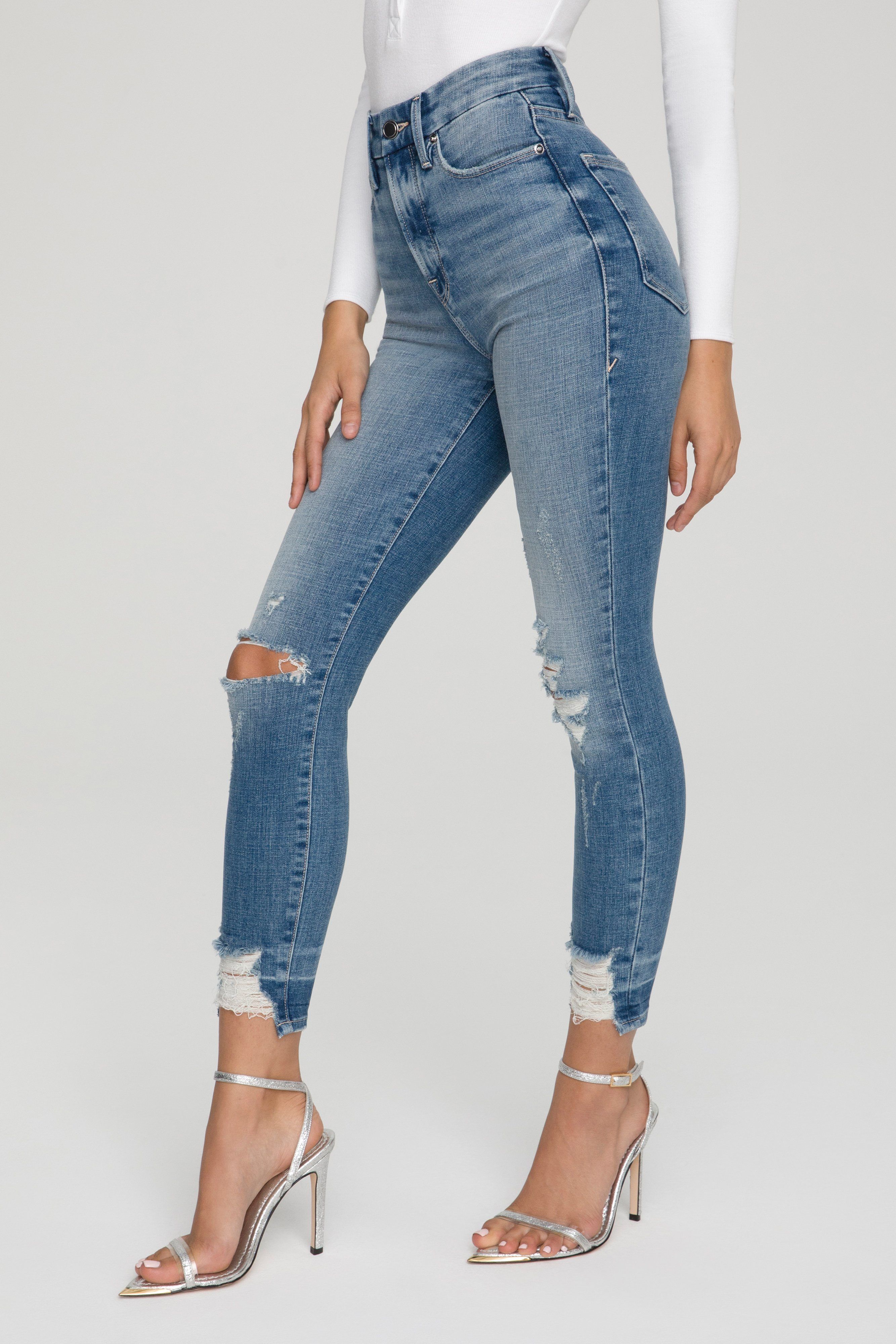 GOOD WAIST CROPPED JEANS | BLUE634 sold by Good American product image thumbnail 3