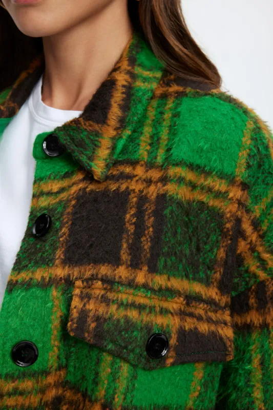 BRUSHED BOYFRIEND SHACKET | SUMMER GREEN & BLACK sold by Good American