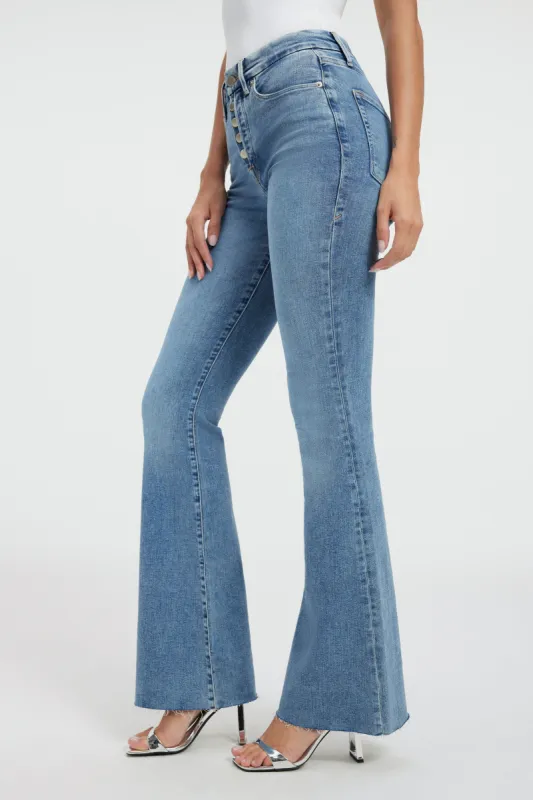 GOOD LEGS FLARE JEANS | INDIGO330 sold by Good American