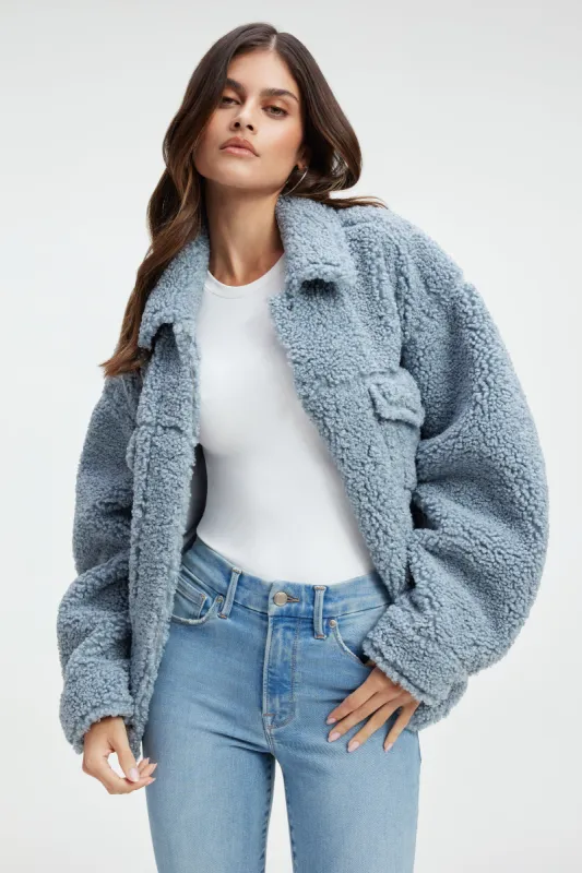 GOOD '90s SHERPA TRUCKER JACKET | BLUESHERLING006 sold by Good American