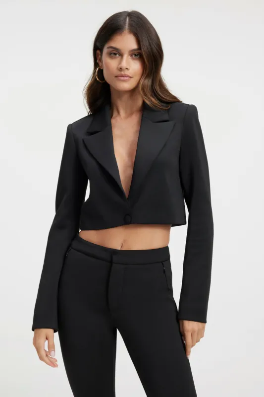 SHINY SCUBA CROPPED BLAZER | BLACK001 sold by Good American