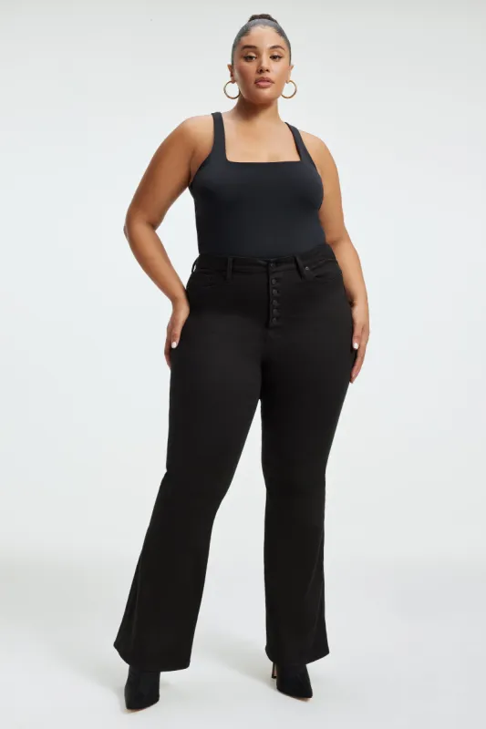 GOOD LEGS FLARE NEVER FADE JEANS | BLACK001 sold by Good American