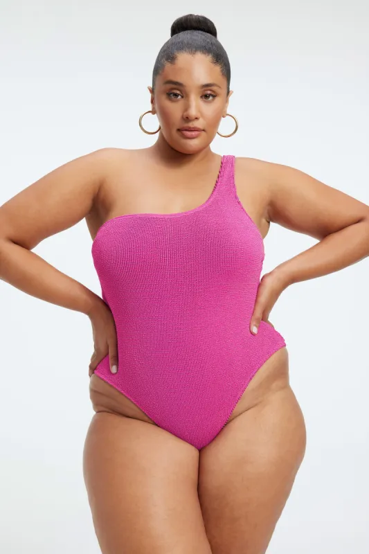 ALWAYS FITS METALLIC SHOULDER ONE-PIECE | FUSCHIA PINK001 sold by Good American