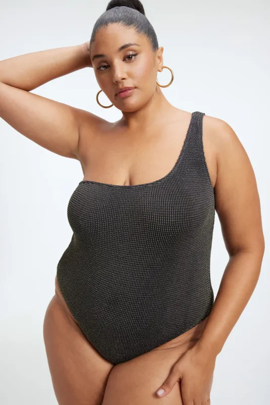ALWAYS FITS METALLIC SHOULDER ONE-PIECE | BLACK001 sold by Good American