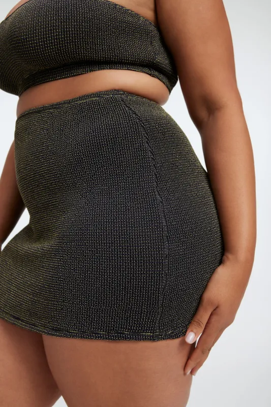 ALWAYS FITS METALLIC MINI SKIRT | BLACK001 sold by Good American