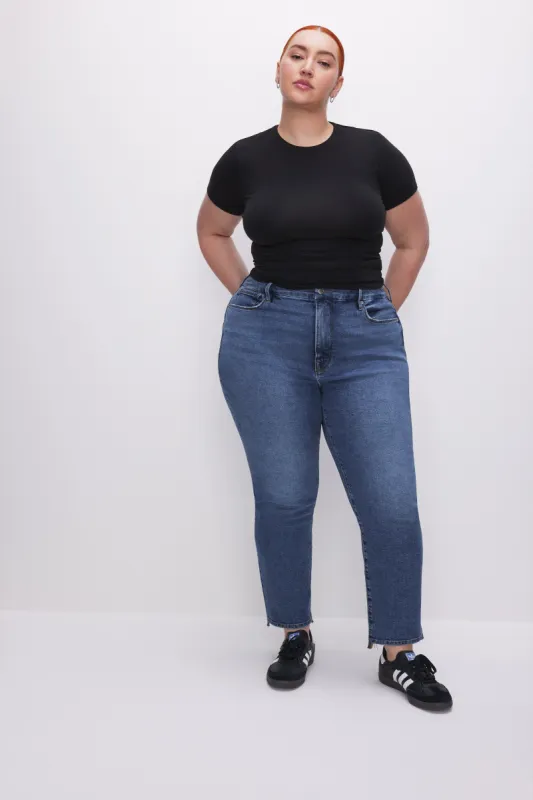 GOOD BOY STRAIGHT CROPPED JEANS | INDIGO394 sold by Good American