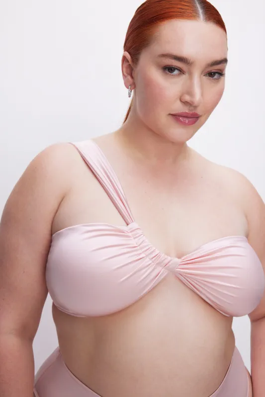 SATIN SHOULDER BIKINI TOP | BUBBLE PINK003 sold by Good American
